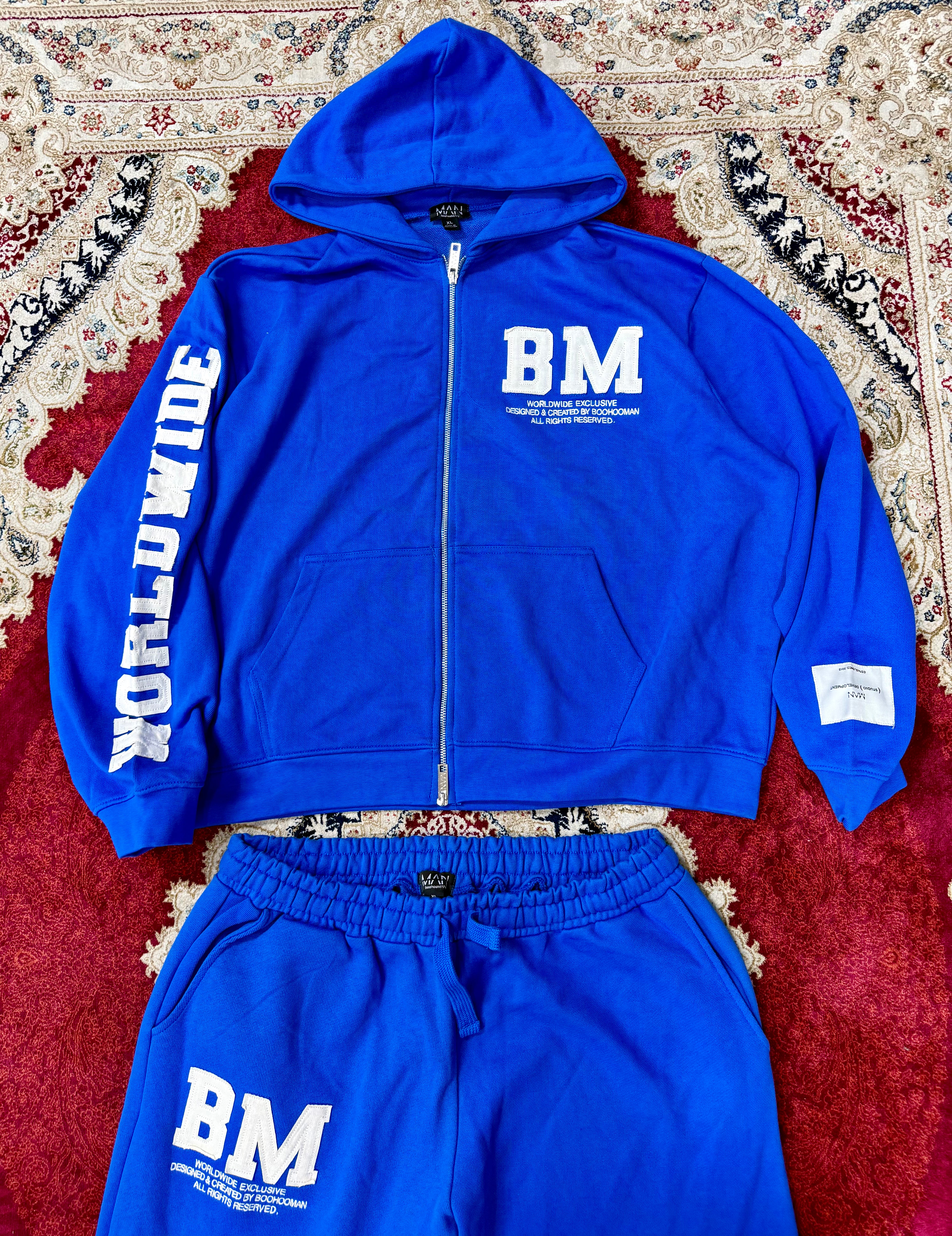 BoohooMAN BM Blue Tracksuit Set – Hoodie & Sweatpants