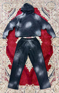 STONEWASHED BLACK HOODIE AND JOGGER MATCHING SET