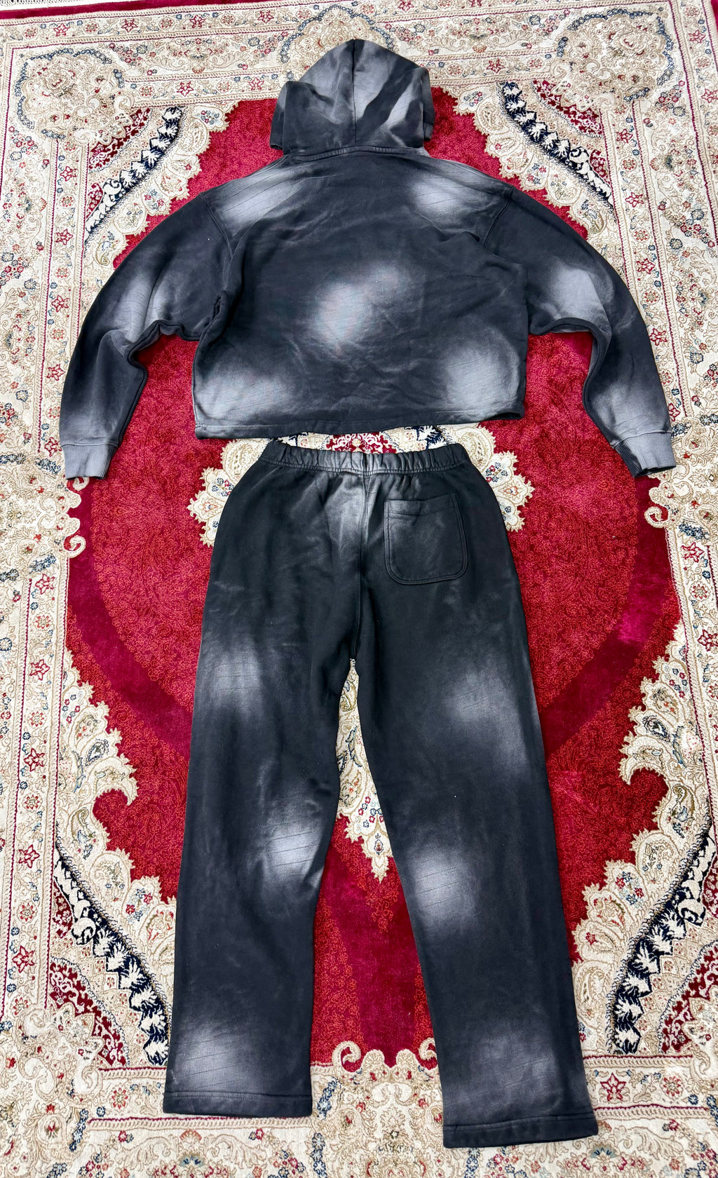 STONEWASHED BLACK HOODIE AND JOGGER MATCHING SET