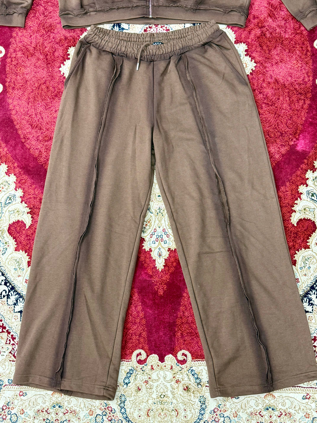 BoohooMAN “Official” Brown Washed Tracksuit Set – Hoodie & Sweatpants