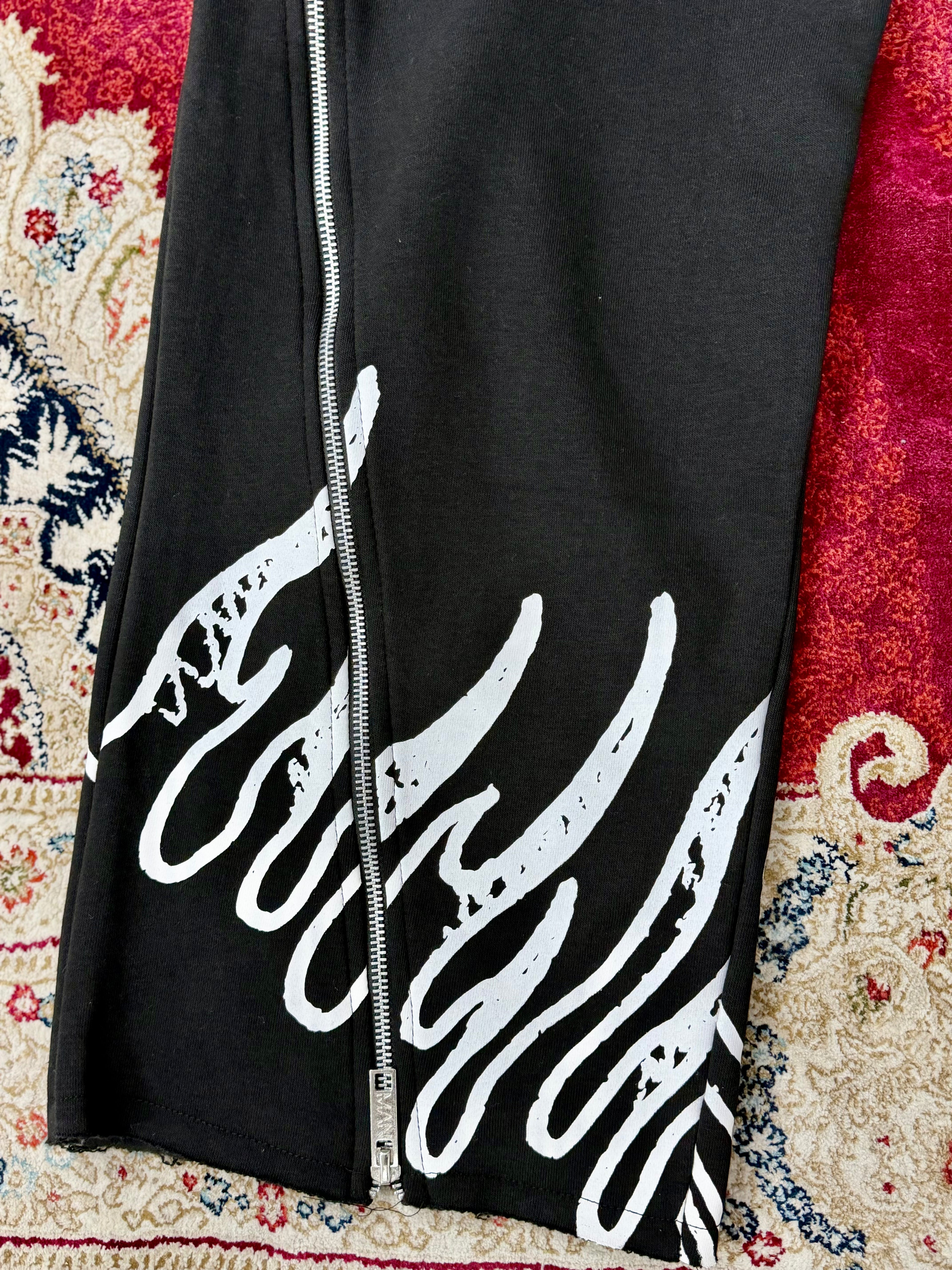 Black Graphic Zip-Up Tracksuit Set