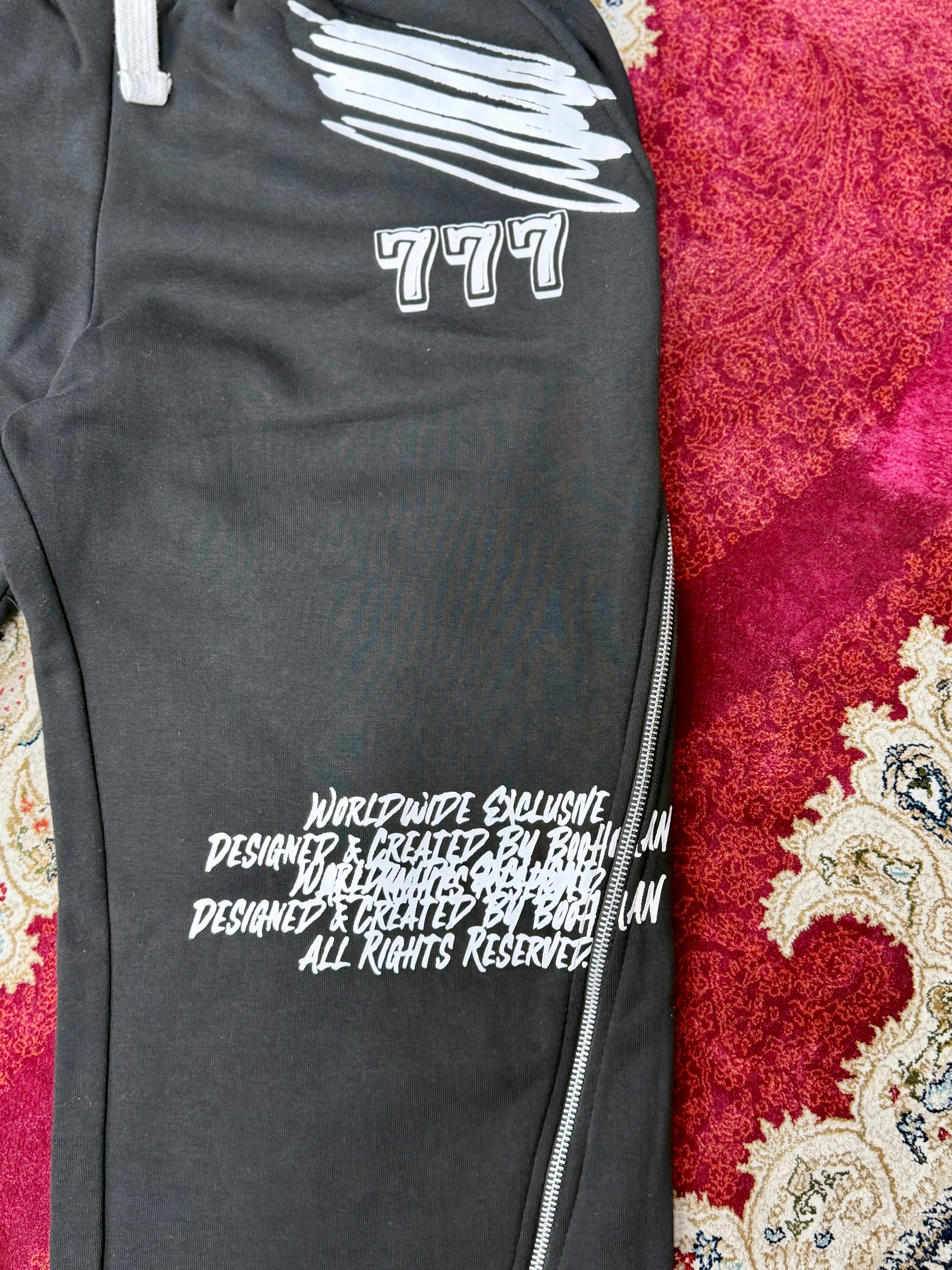 Black Graphic Zip-Up Tracksuit Set