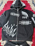 Black Graphic Zip-Up Tracksuit Set