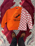 We11done Split Knit Logo Sweater – Orange / White Contrast