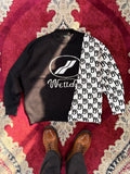 We11done Split Knit Logo Sweater – Black / White Contrast