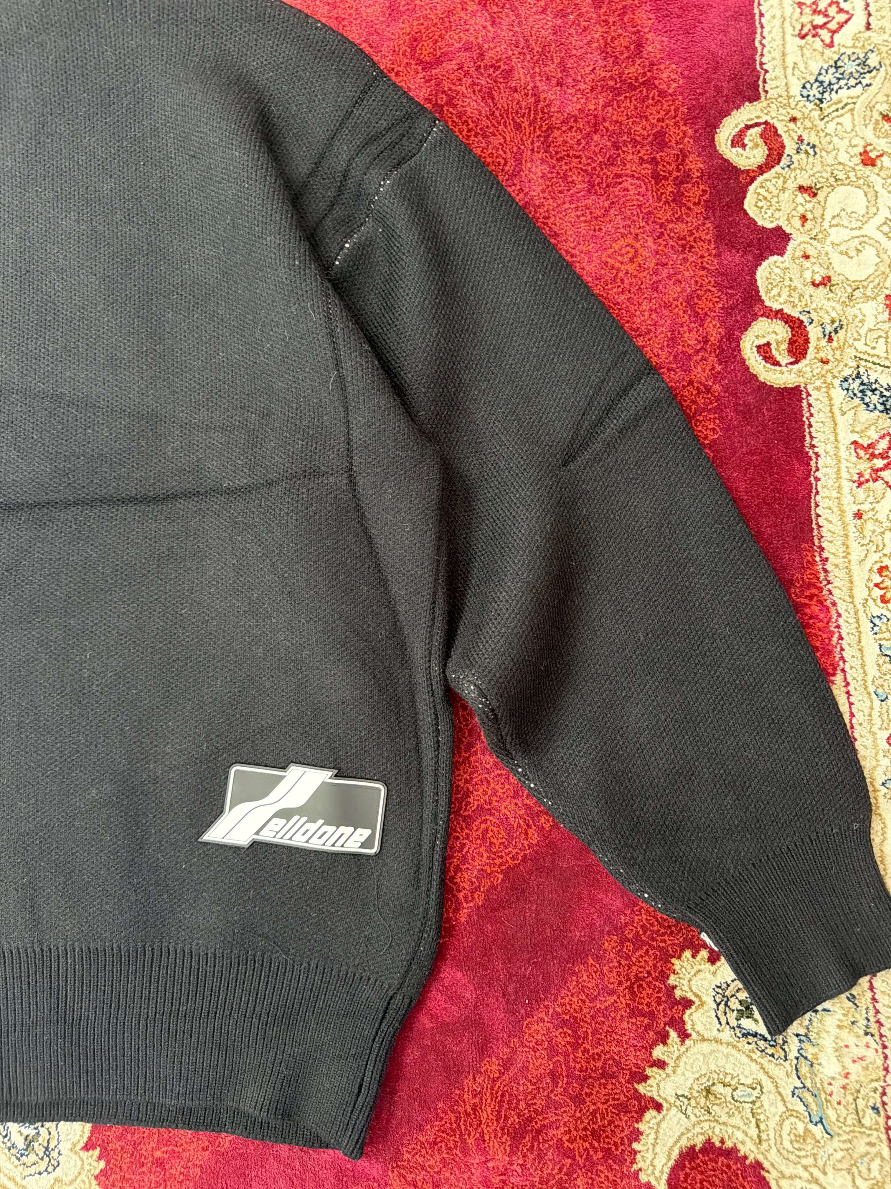 We11done Split Knit Logo Sweater – Black / White Contrast