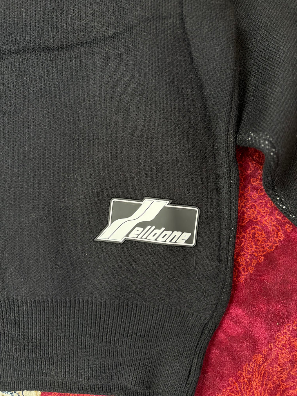 We11done Split Knit Logo Sweater – Black / White Contrast