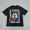 Vintage Cartoon Face Graphic T-Shirt – Washed Black Oversized Tee