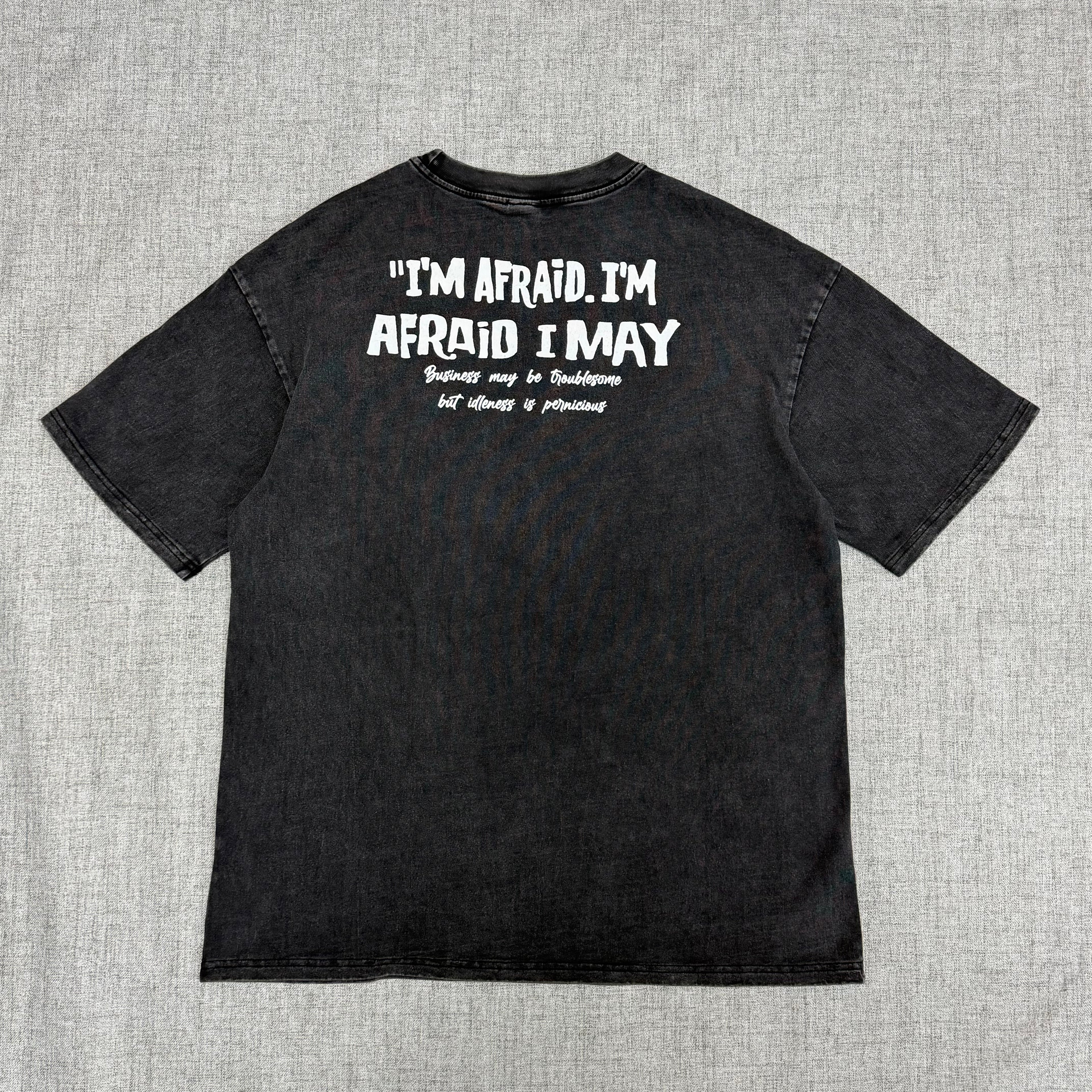 Vintage Cartoon Face Graphic T-Shirt – Washed Black Oversized Tee