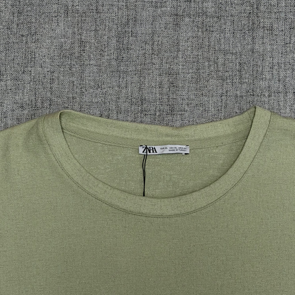 ZARA Minimal Sage Green T-Shirt – Clean Fit Essential Tee
