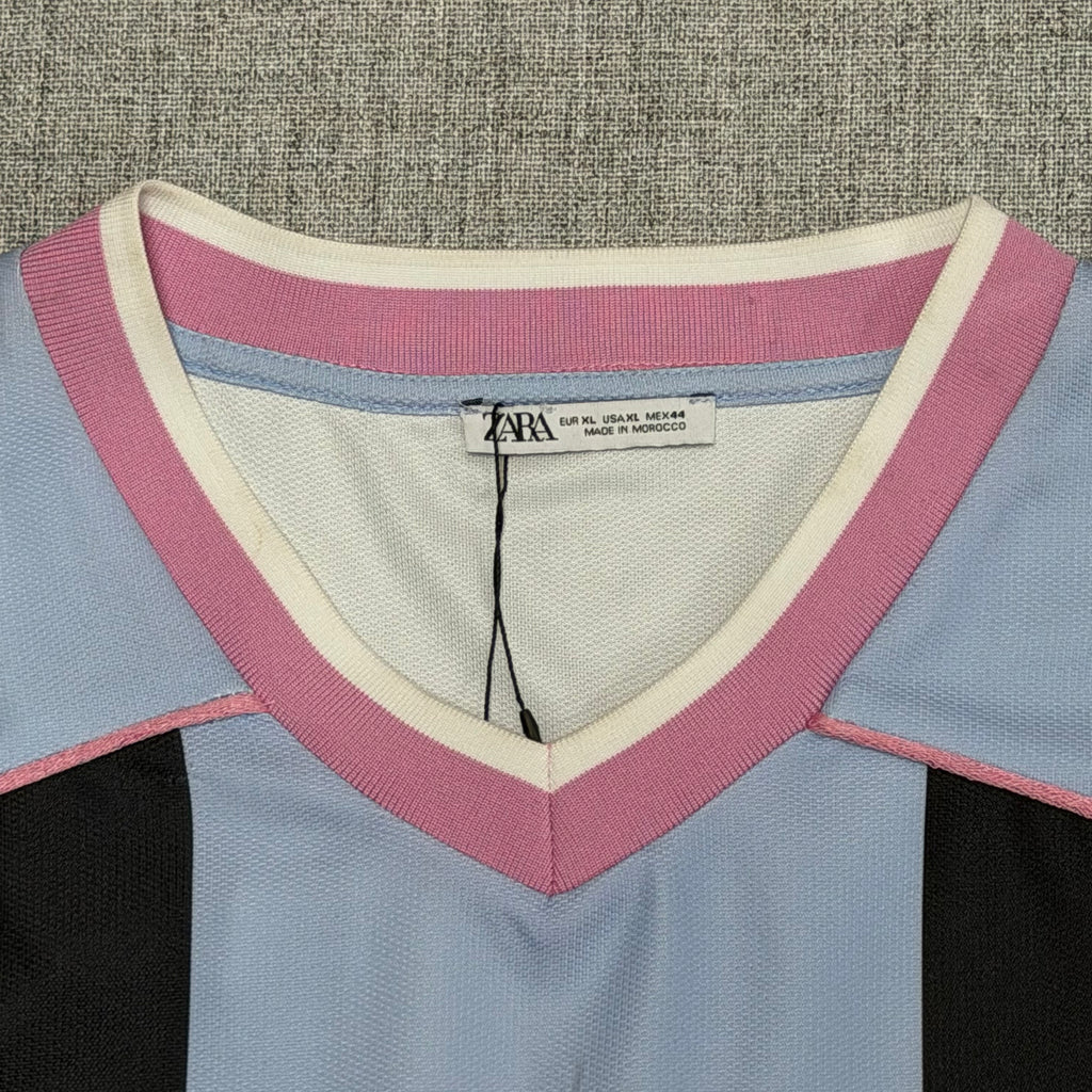 CareFree Sports Union Striped Jersey T-Shirt – Black & Blue Streetwear Tee