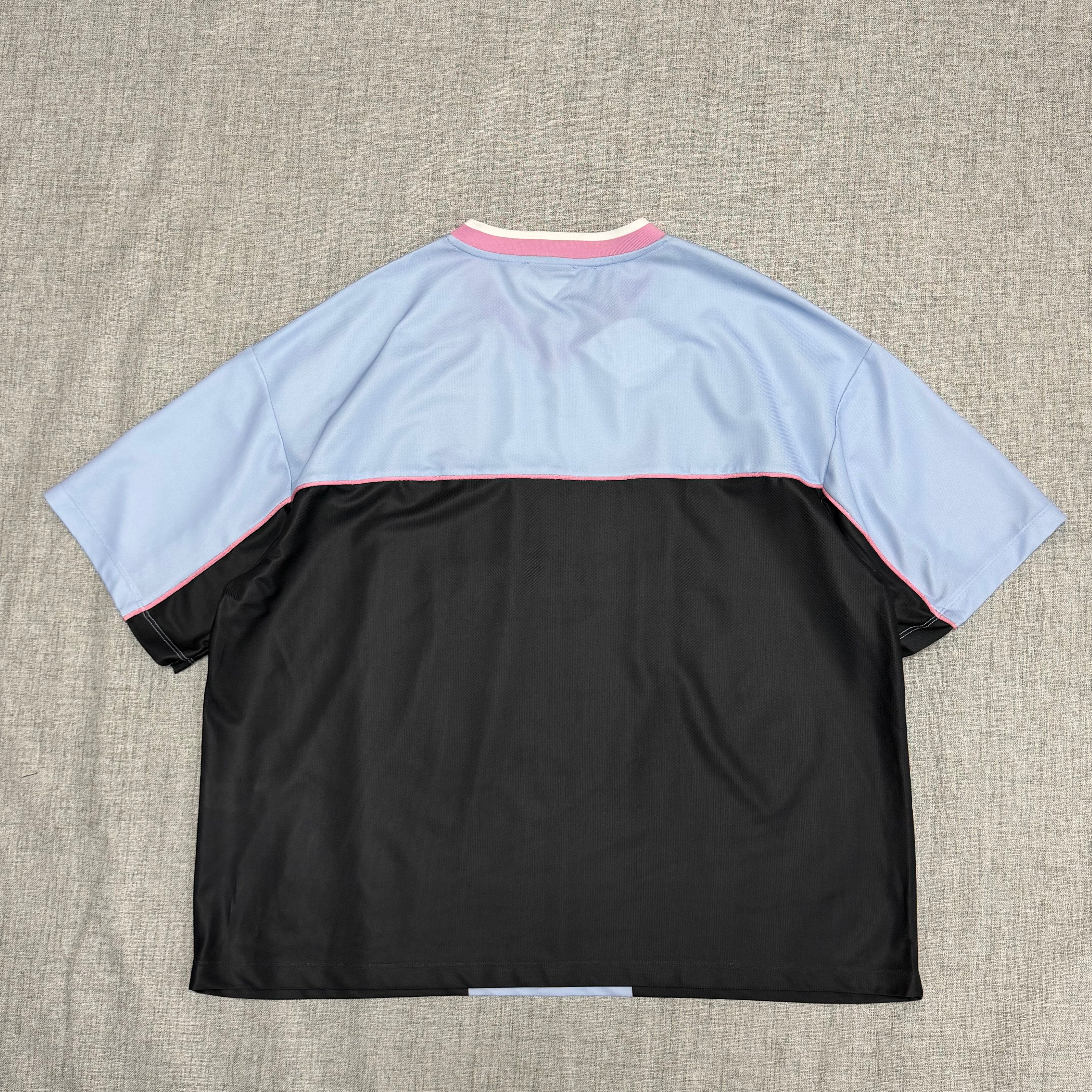 CareFree Sports Union Striped Jersey T-Shirt – Black & Blue Streetwear Tee