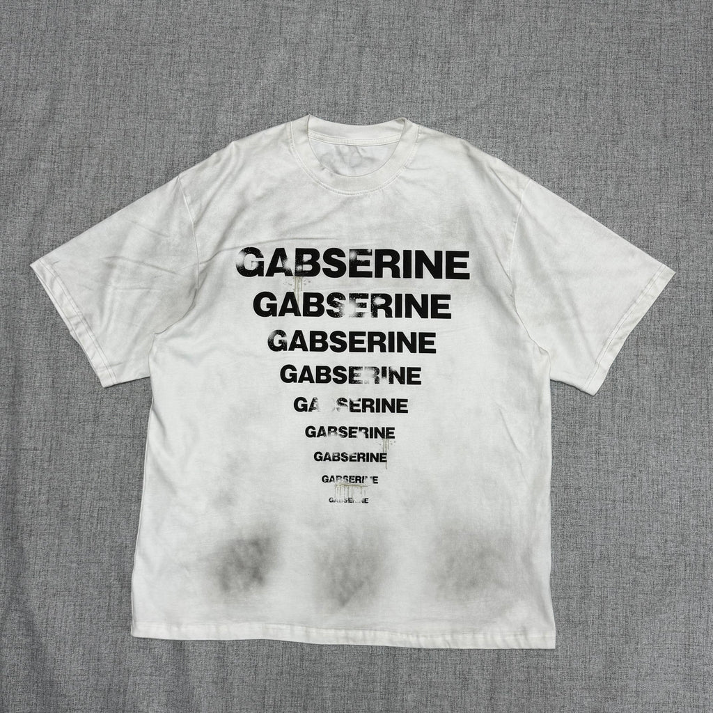 Gabserine Distressed Graphic T-Shirt – Washed White Streetwear Tee