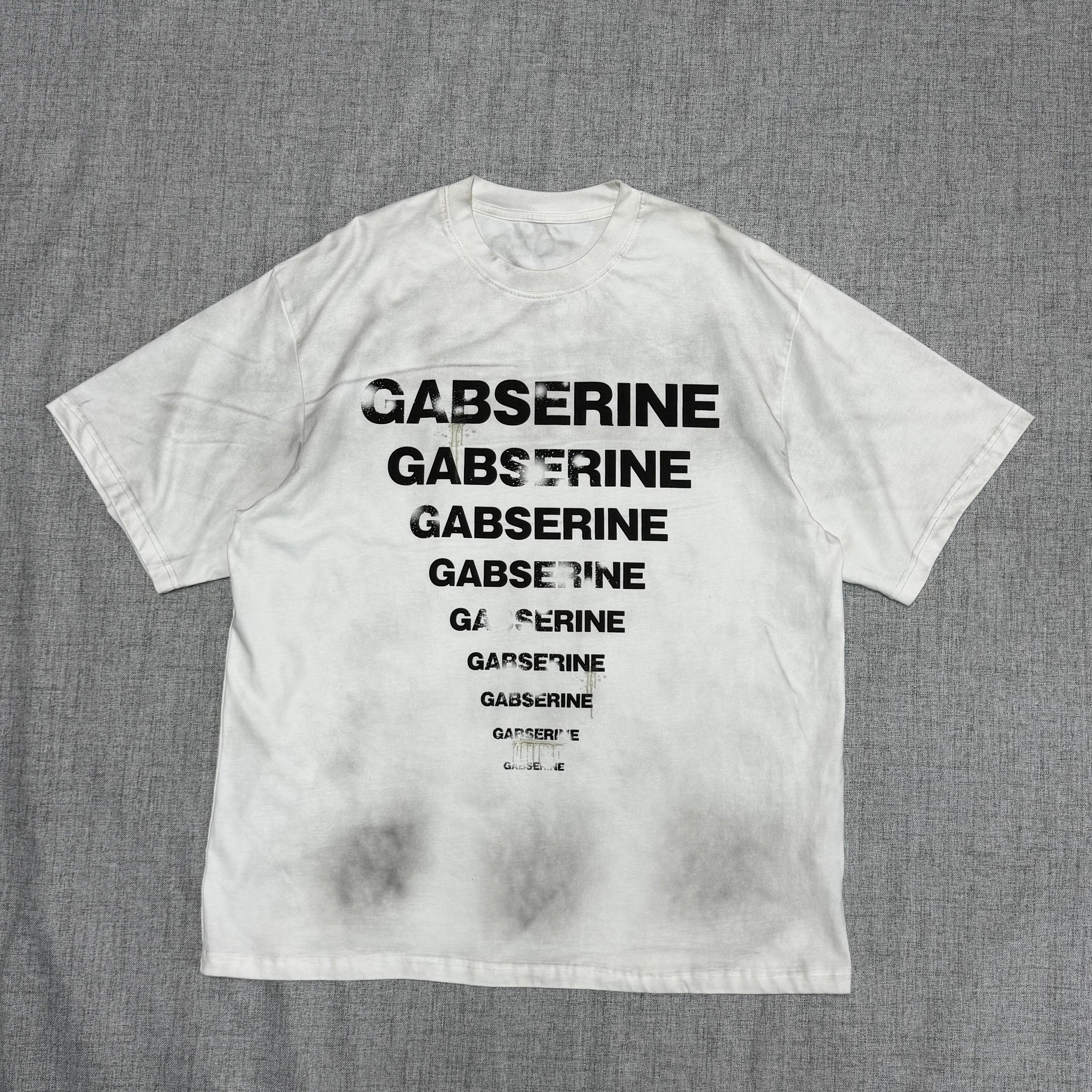 Gabserine Distressed Graphic T-Shirt – Washed White Streetwear Tee