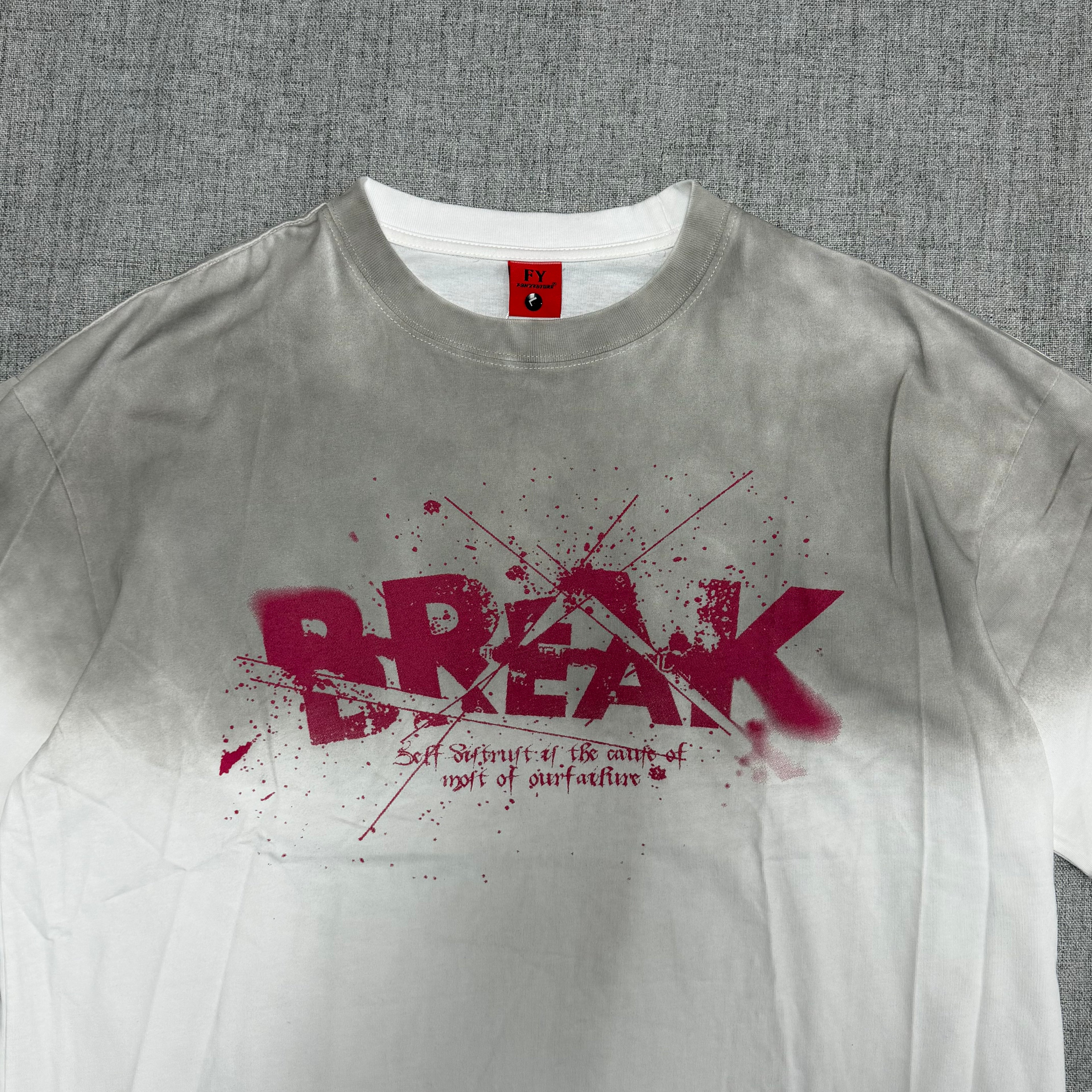 White Fade “Break Team” Graphic T-Shirt – Streetwear Statement Tee