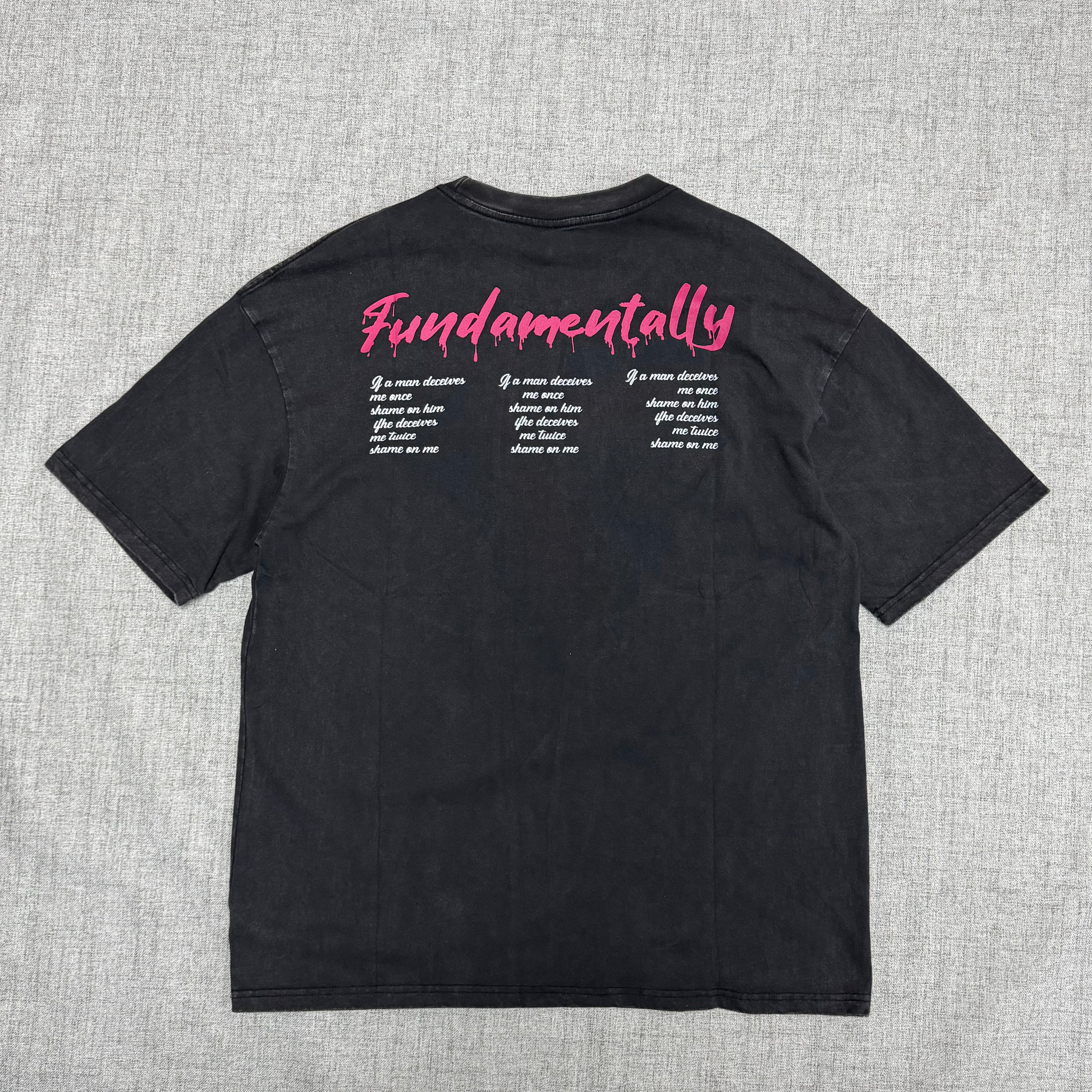 Fundamentally Graphic T-Shirt – Washed Black Cartoon Streetwear Tee