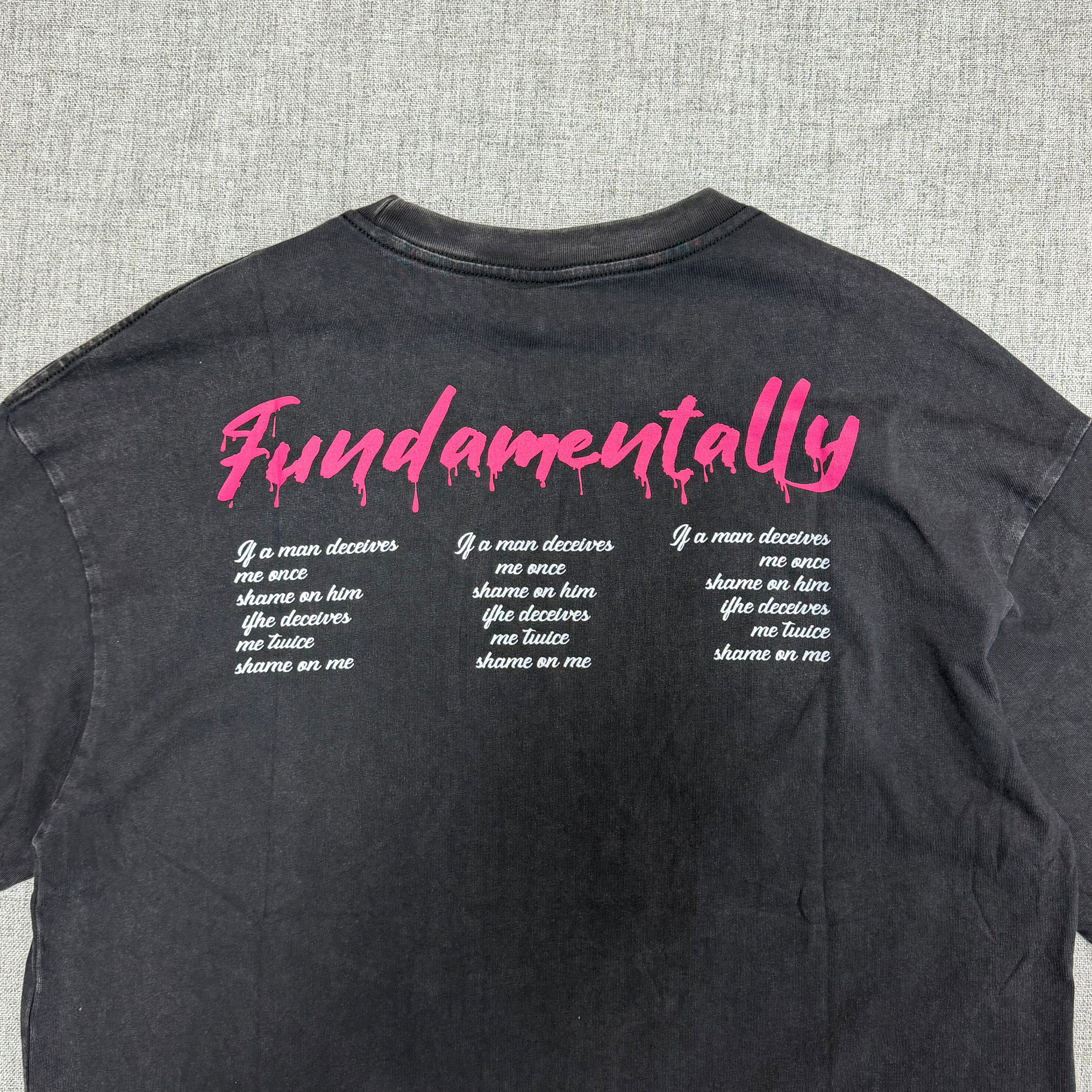 Fundamentally Graphic T-Shirt – Washed Black Cartoon Streetwear Tee