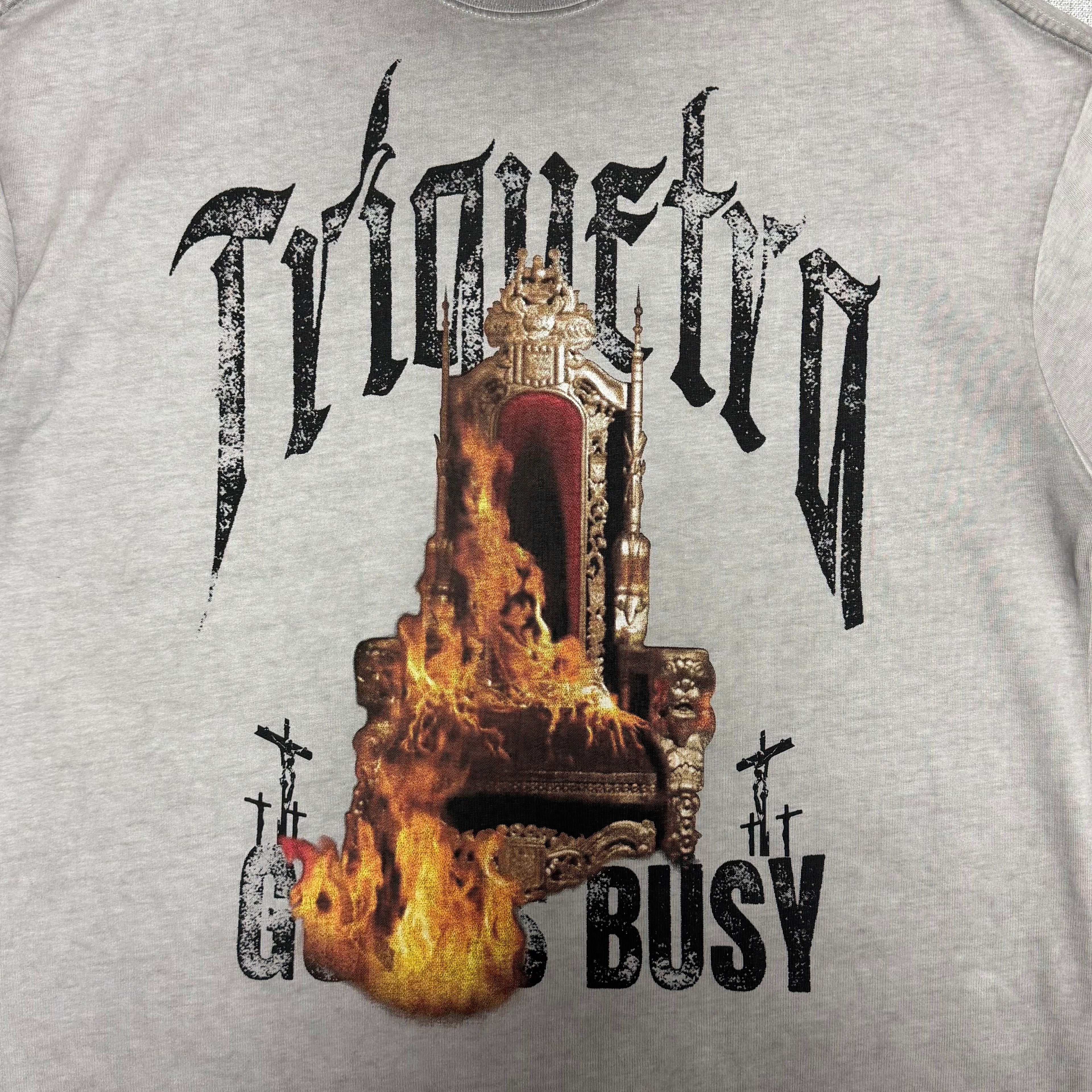 Grey “Throne” Graphic T-Shirt – Vintage Wash Streetwear Tee