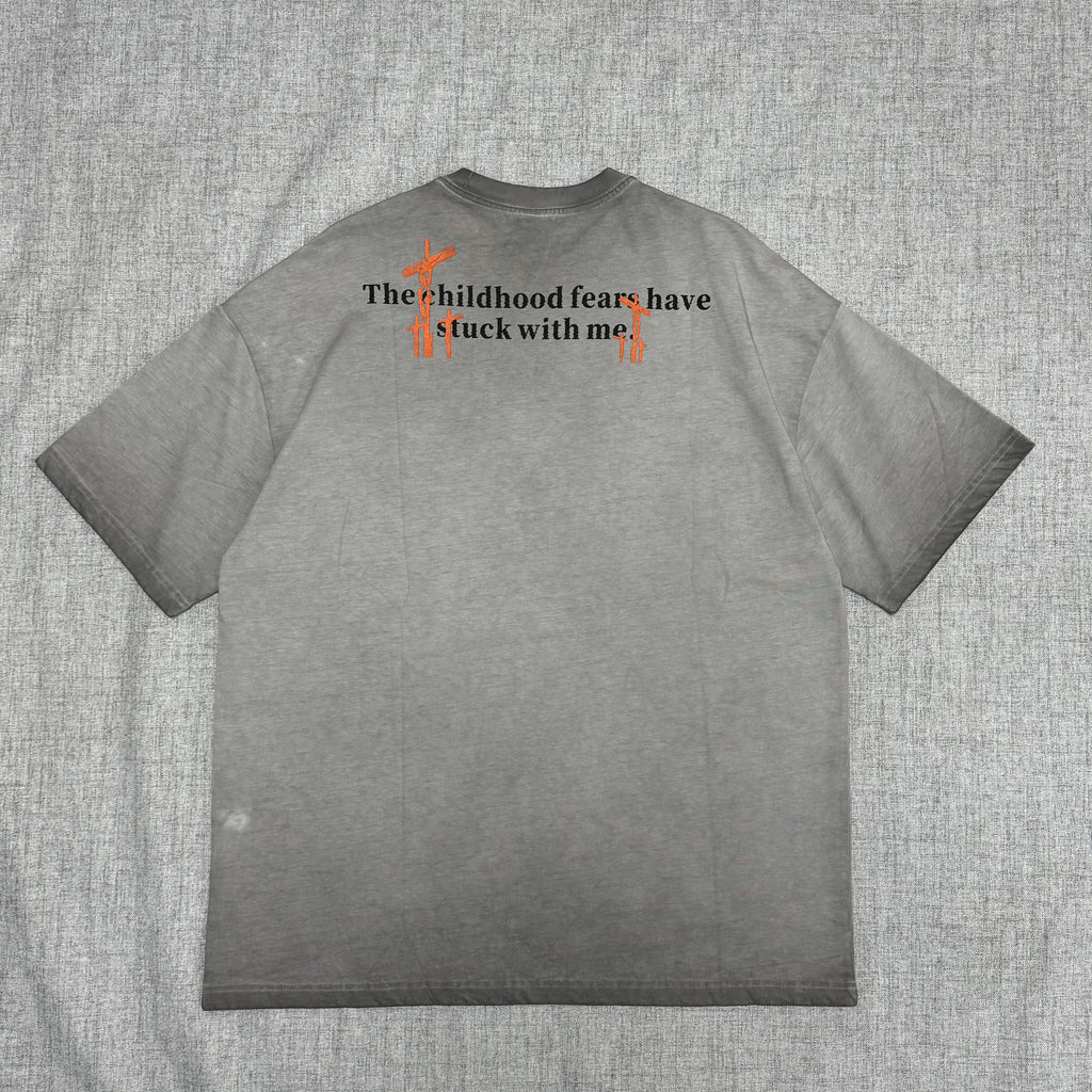 Grey “Throne” Graphic T-Shirt – Vintage Wash Streetwear Tee