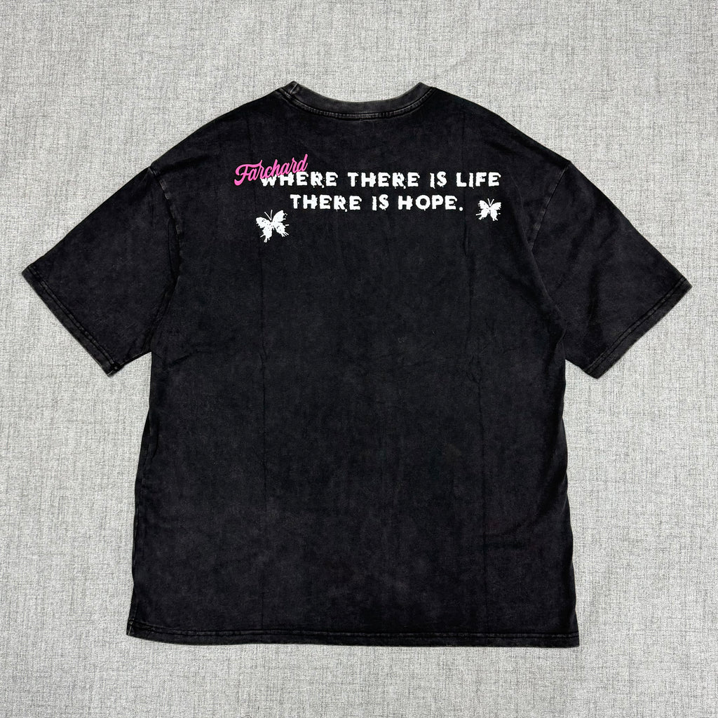 Black “Hope Sense” Butterfly Graphic T-Shirt – Pink Streetwear Tee