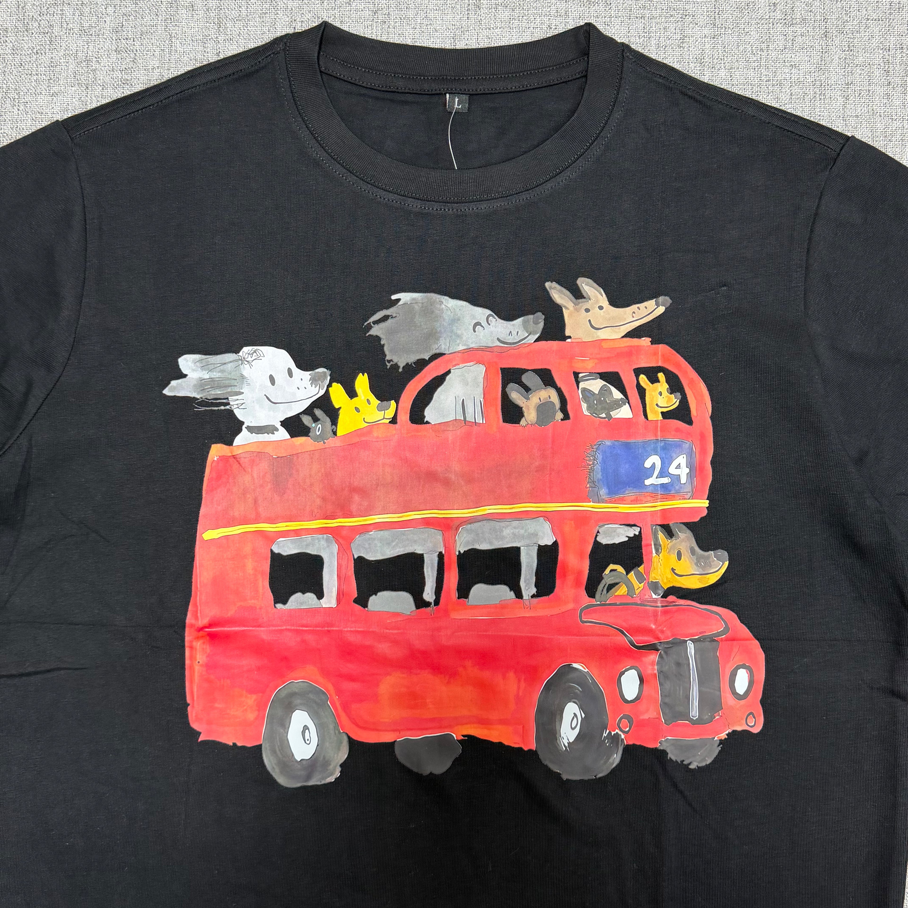 Black Cartoon Bus Graphic T-Shirt – Artistic Streetwear Tee