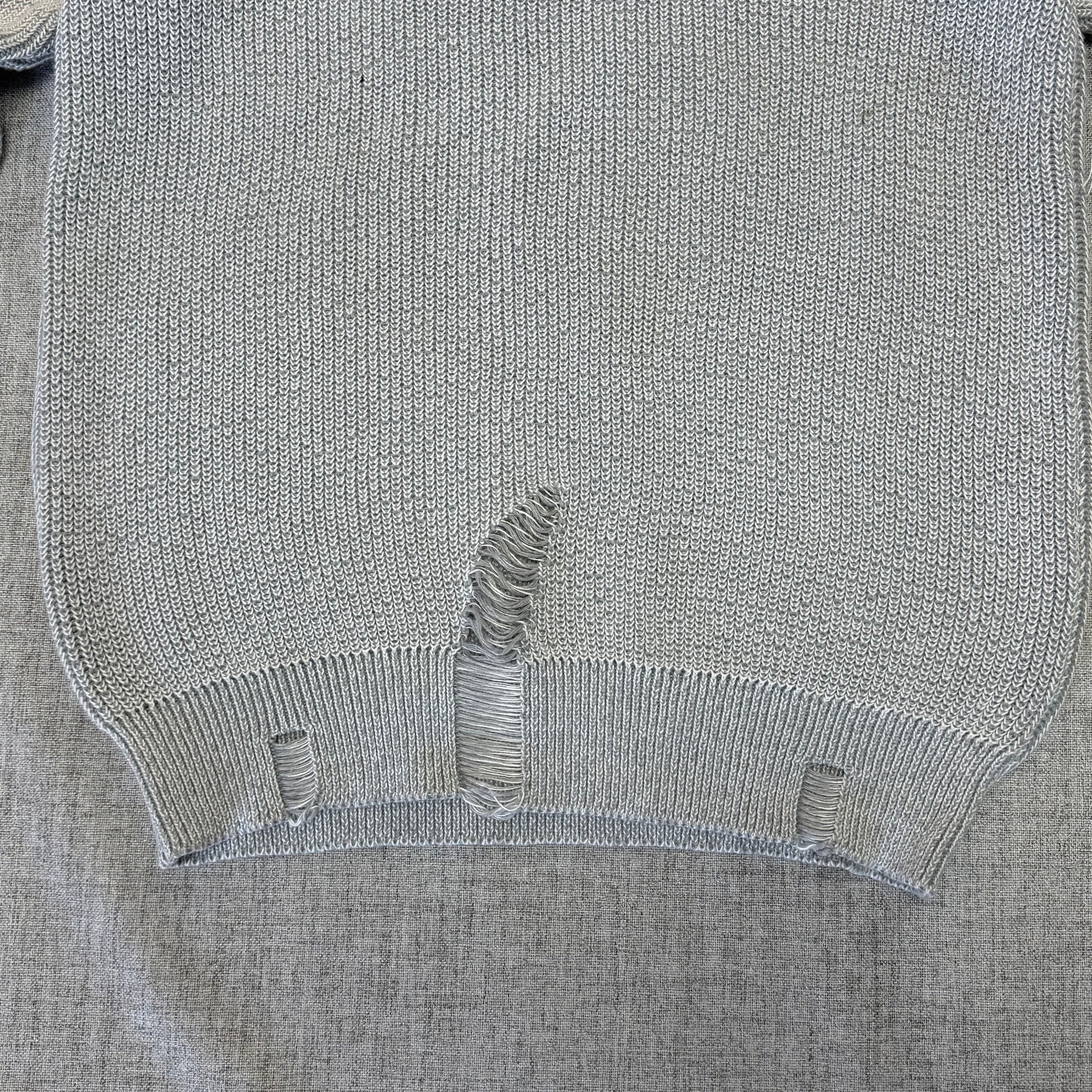 Distressed Knit Sweater – Grey Streetwear Pullover