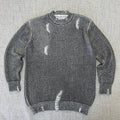 Distressed Marled Knit Sweater – Black & White Streetwear Pullover