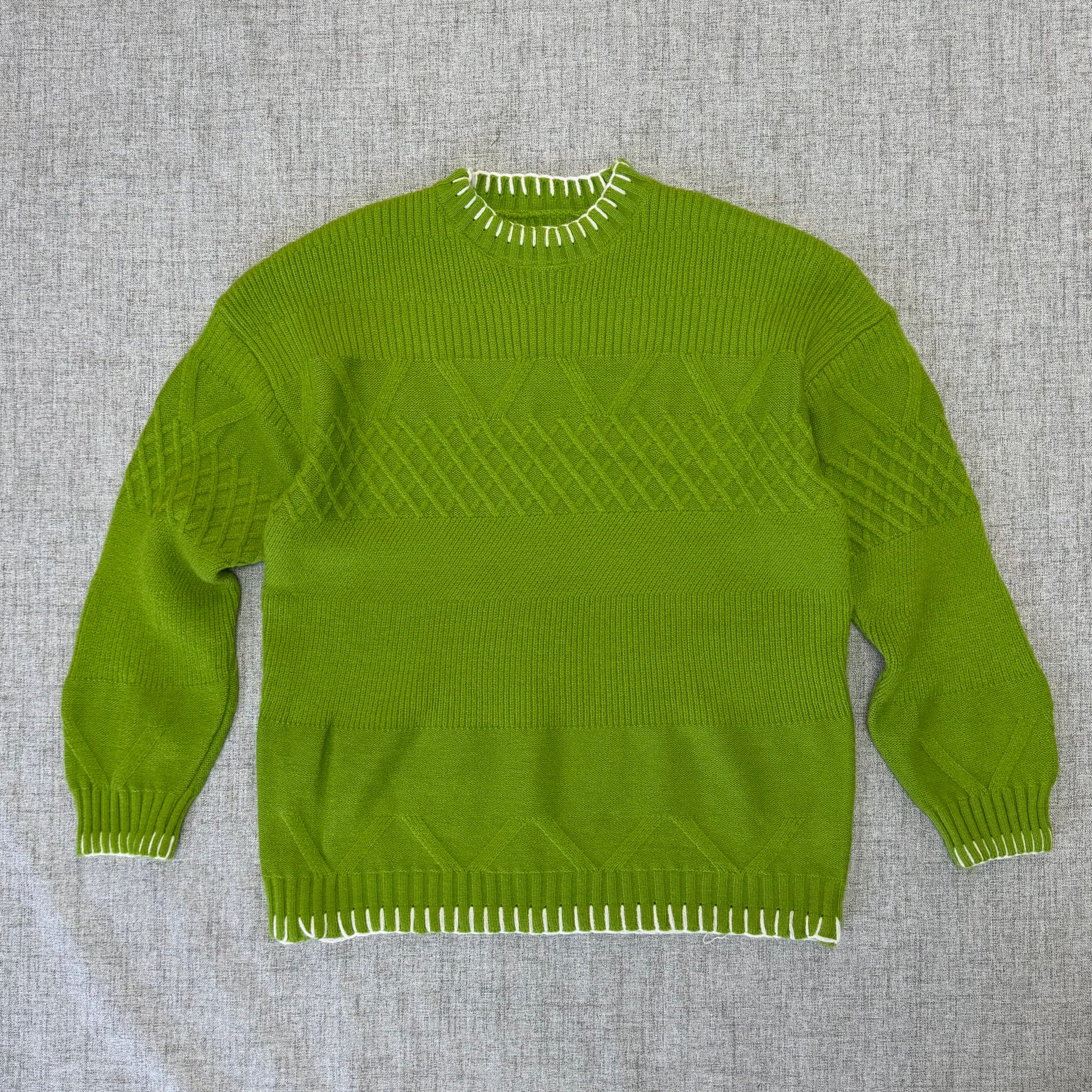 Lime Green Textured Knit Sweater – Statement Streetwear Jumper