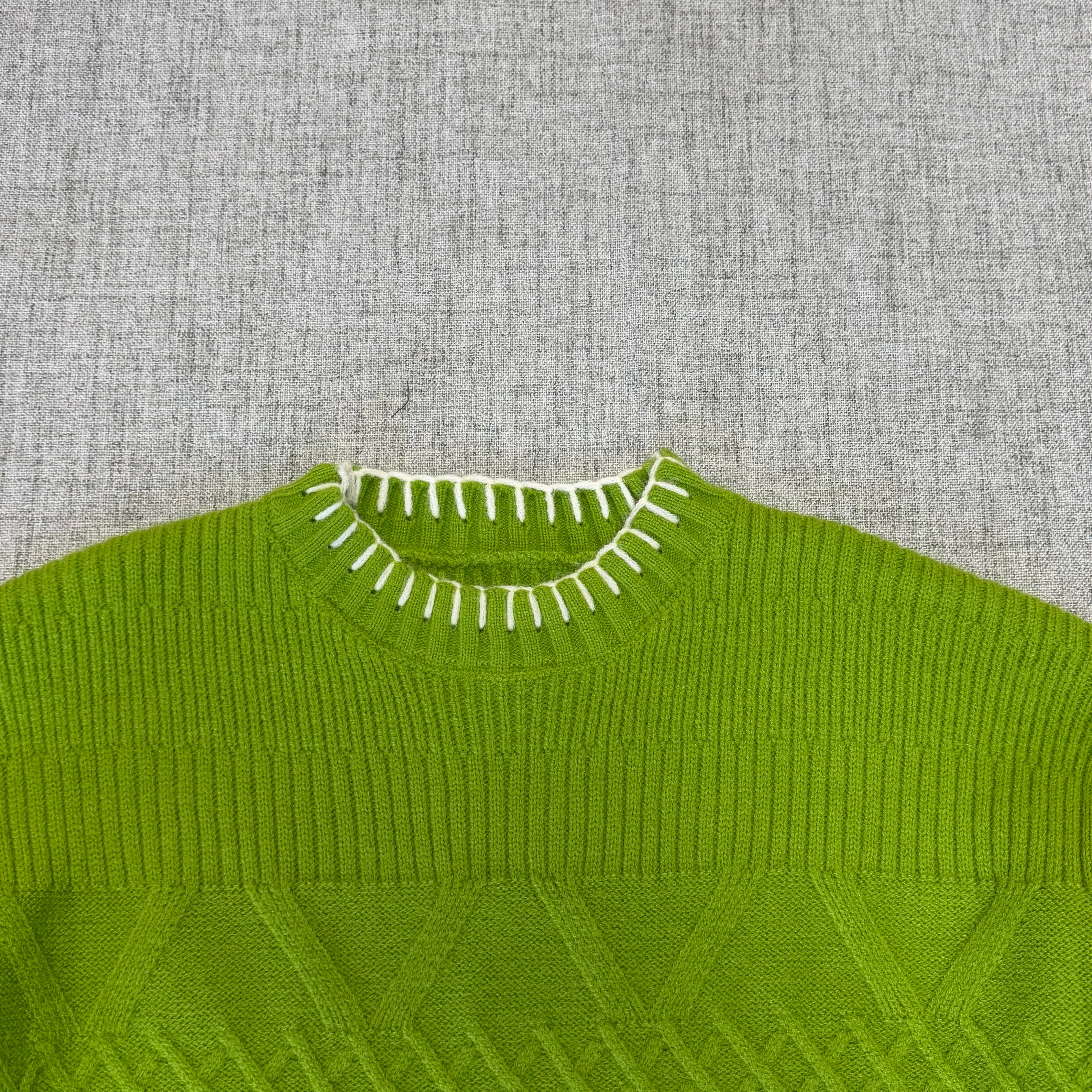 Lime Green Textured Knit Sweater – Statement Streetwear Jumper