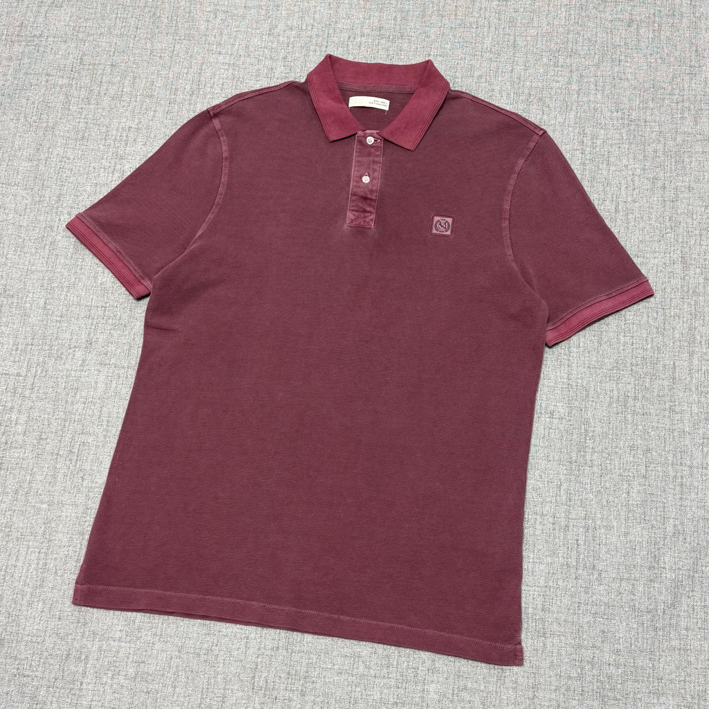 Washed Burgundy Polo Shirt – Minimal Logo Smart Casual Tee