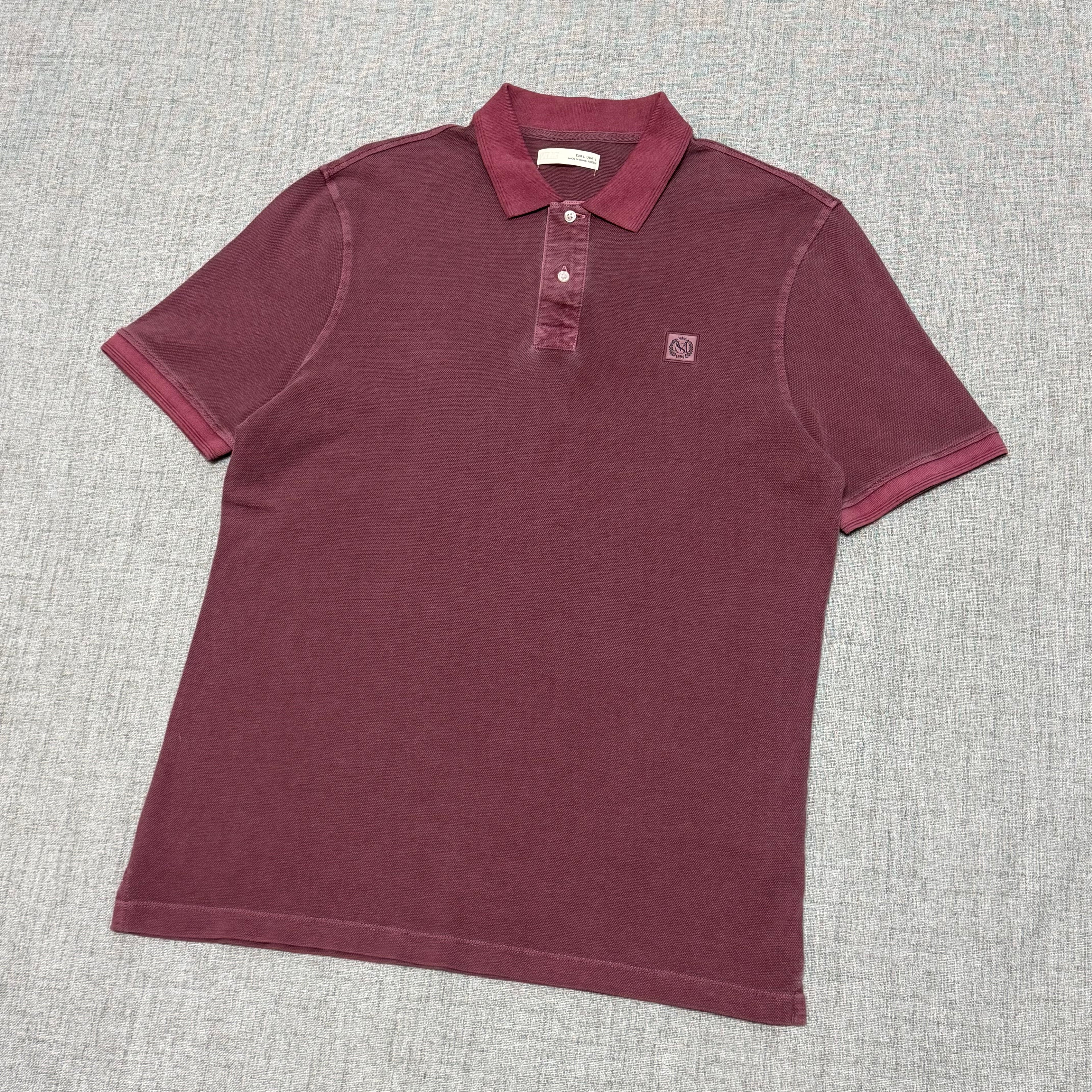 Washed Burgundy Polo Shirt – Minimal Logo Smart Casual Tee