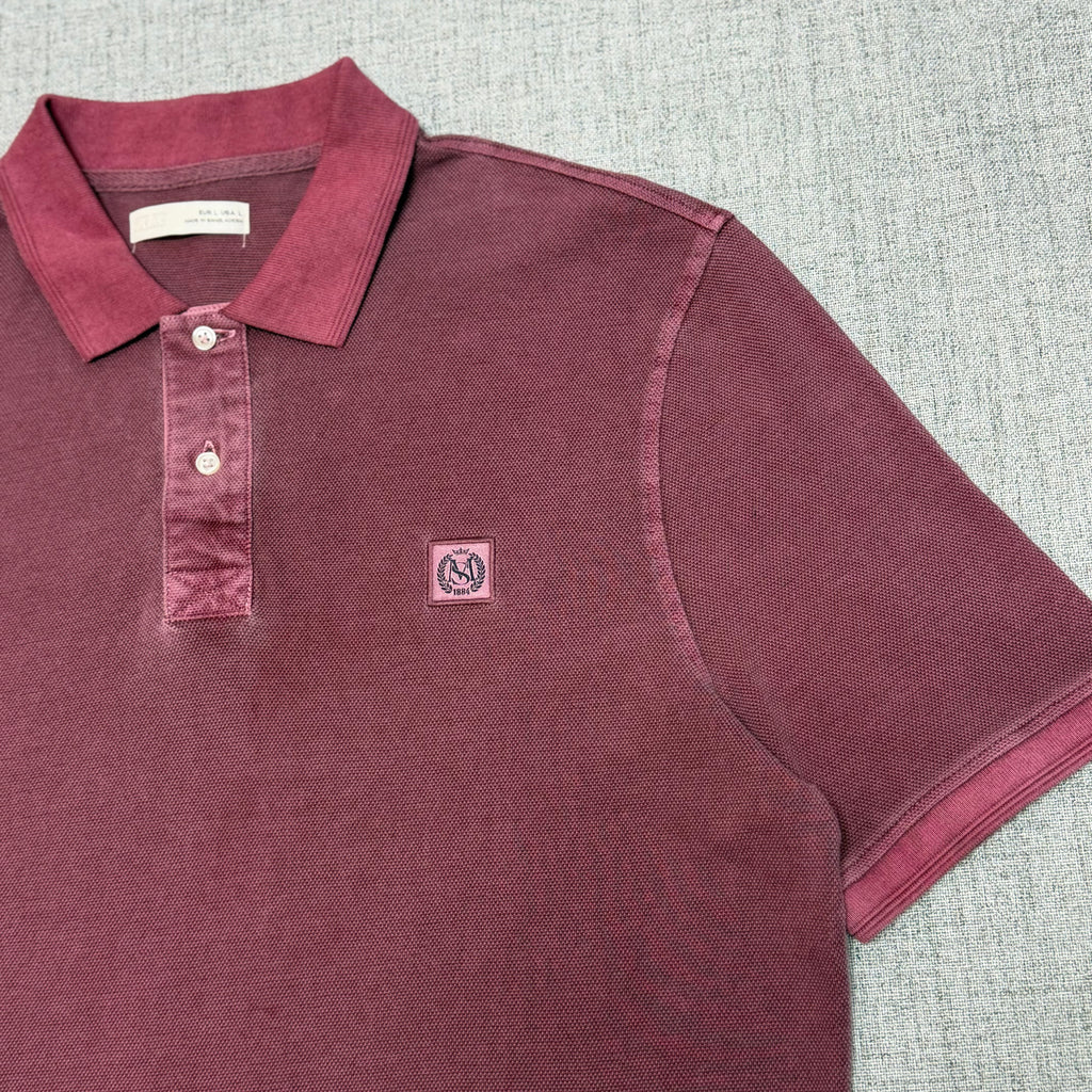 Washed Burgundy Polo Shirt – Minimal Logo Smart Casual Tee
