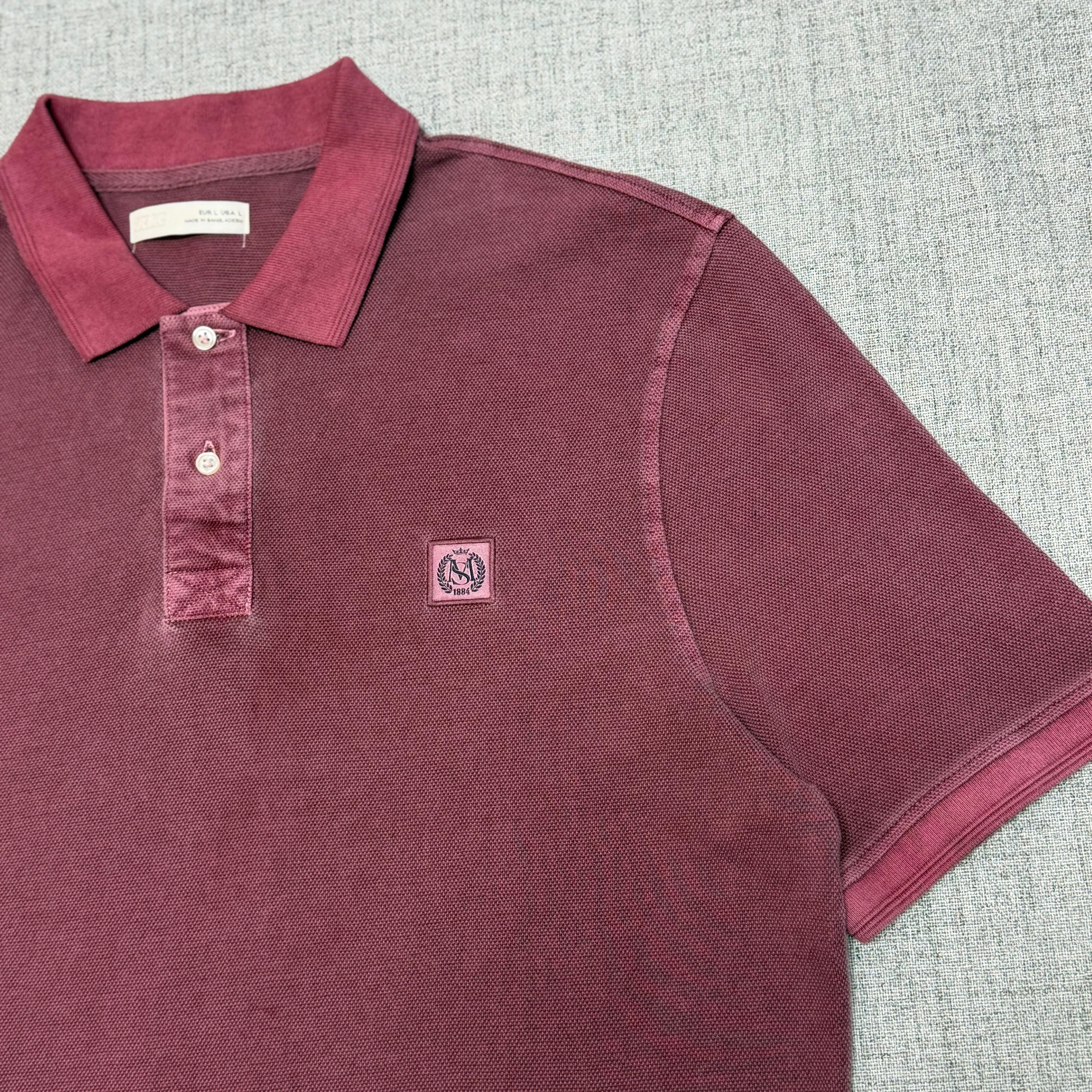 Washed Burgundy Polo Shirt – Minimal Logo Smart Casual Tee