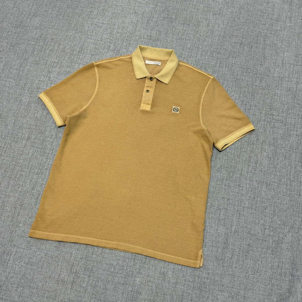 Washed Sand Polo Shirt – Minimal Logo Smart Casual Essential