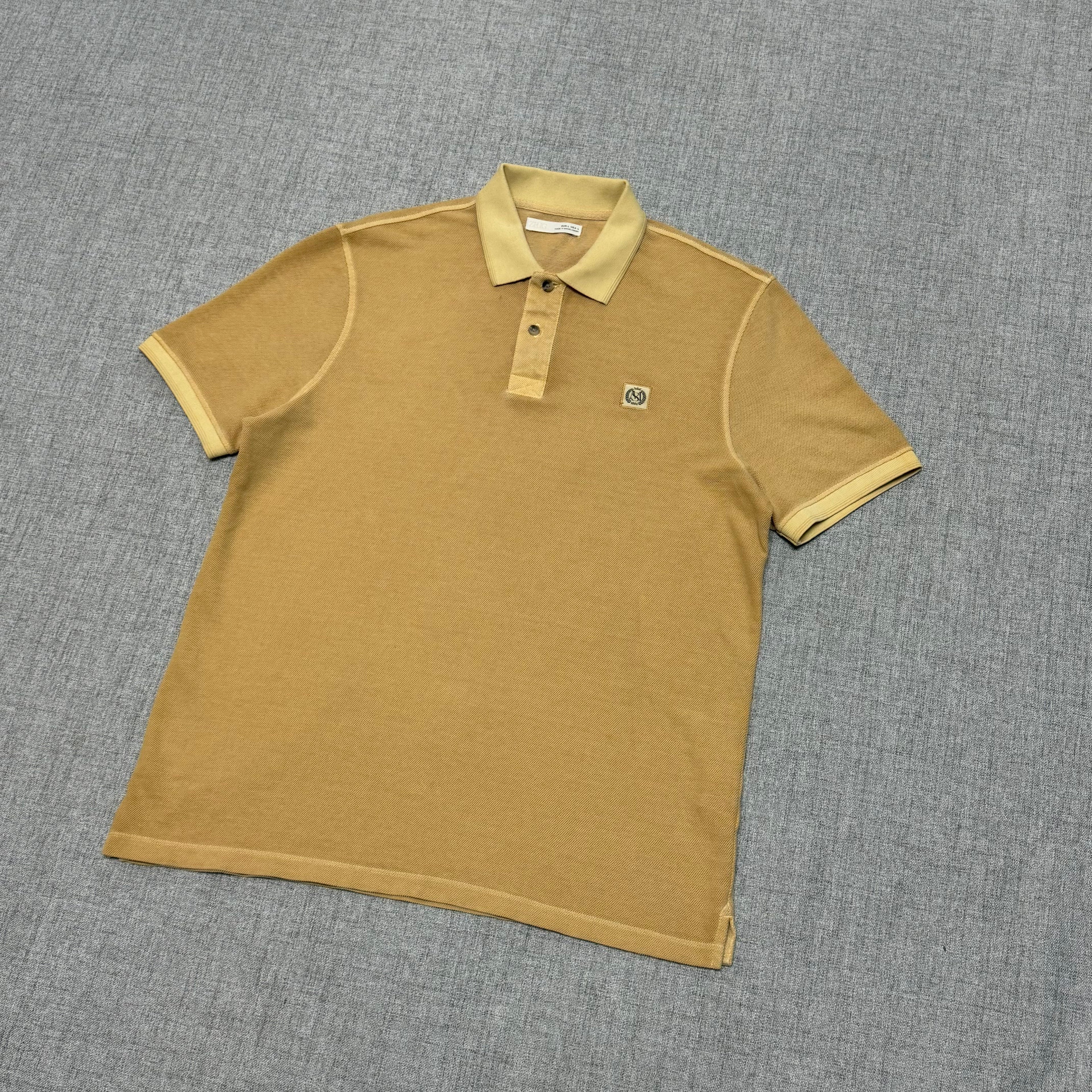 Washed Sand Polo Shirt – Minimal Logo Smart Casual Essential