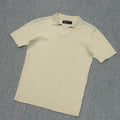 Cream Knit Polo Shirt – Premium Textured Minimal Fit