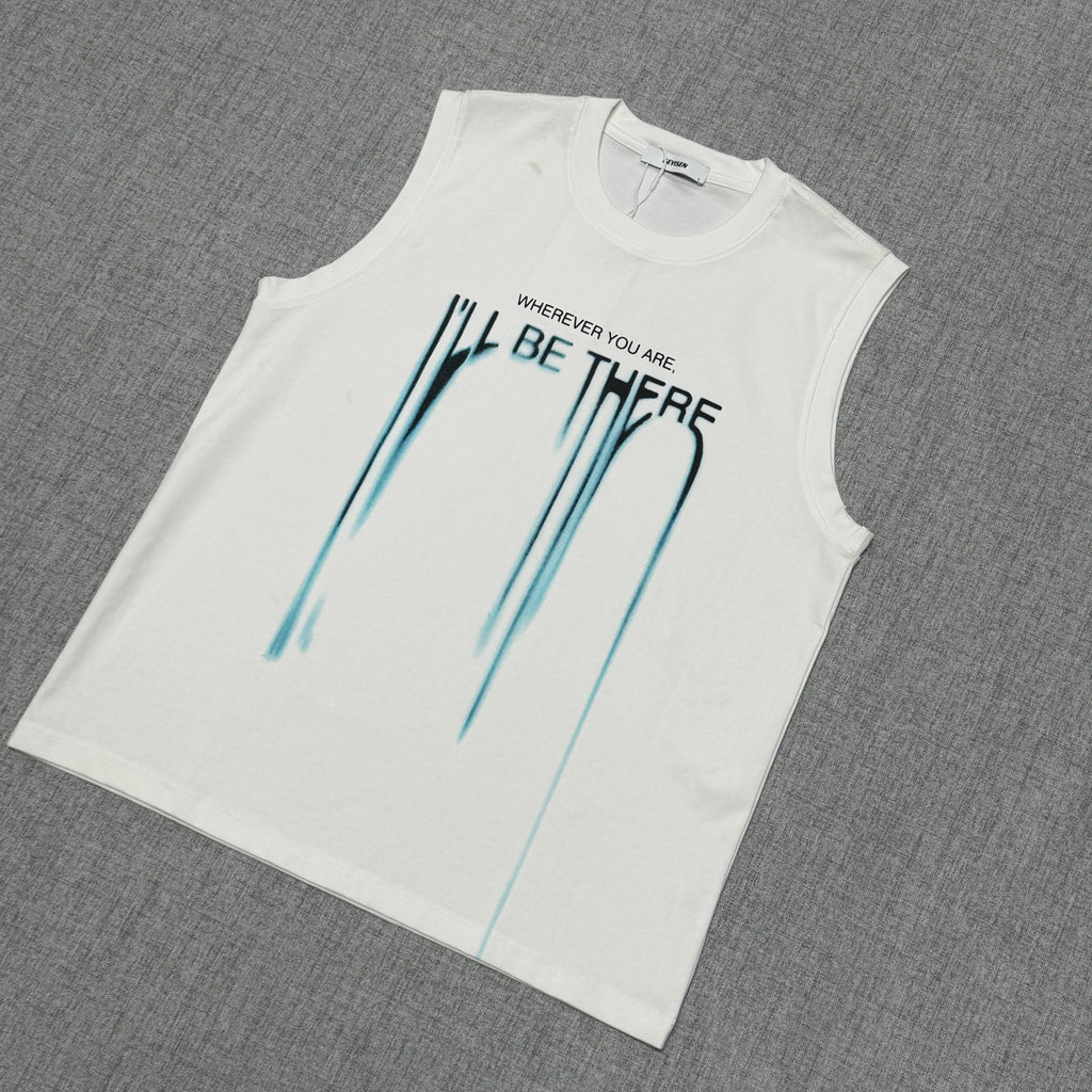 White Graphic Sleeveless Tee – Street Essential