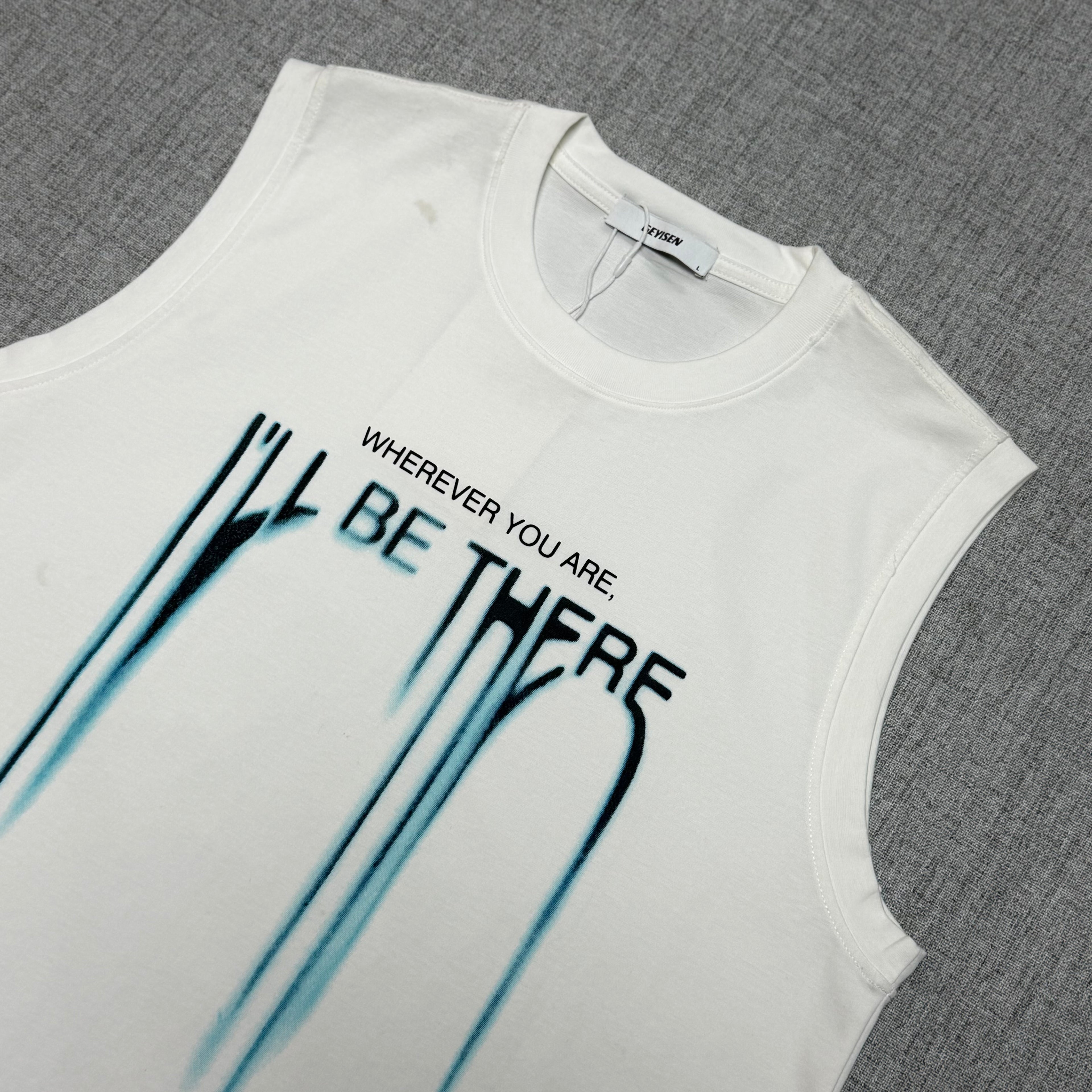 White Graphic Sleeveless Tee – Street Essential
