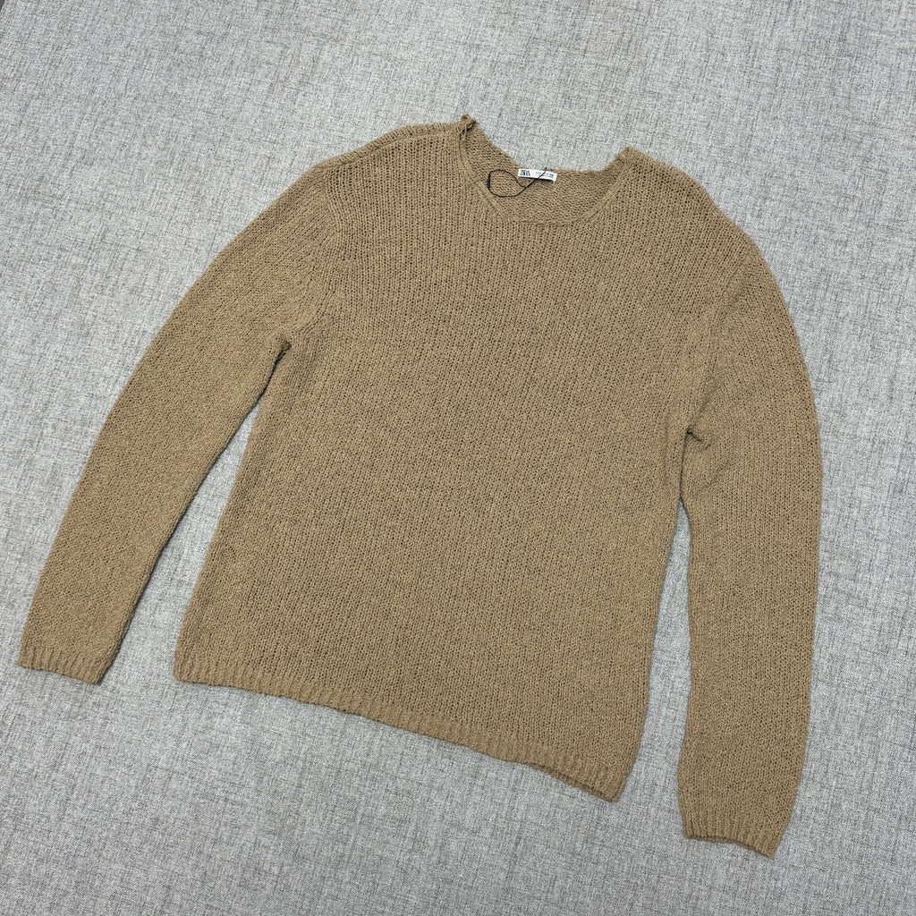 Brown Textured Knit Sweater – Minimal Essential