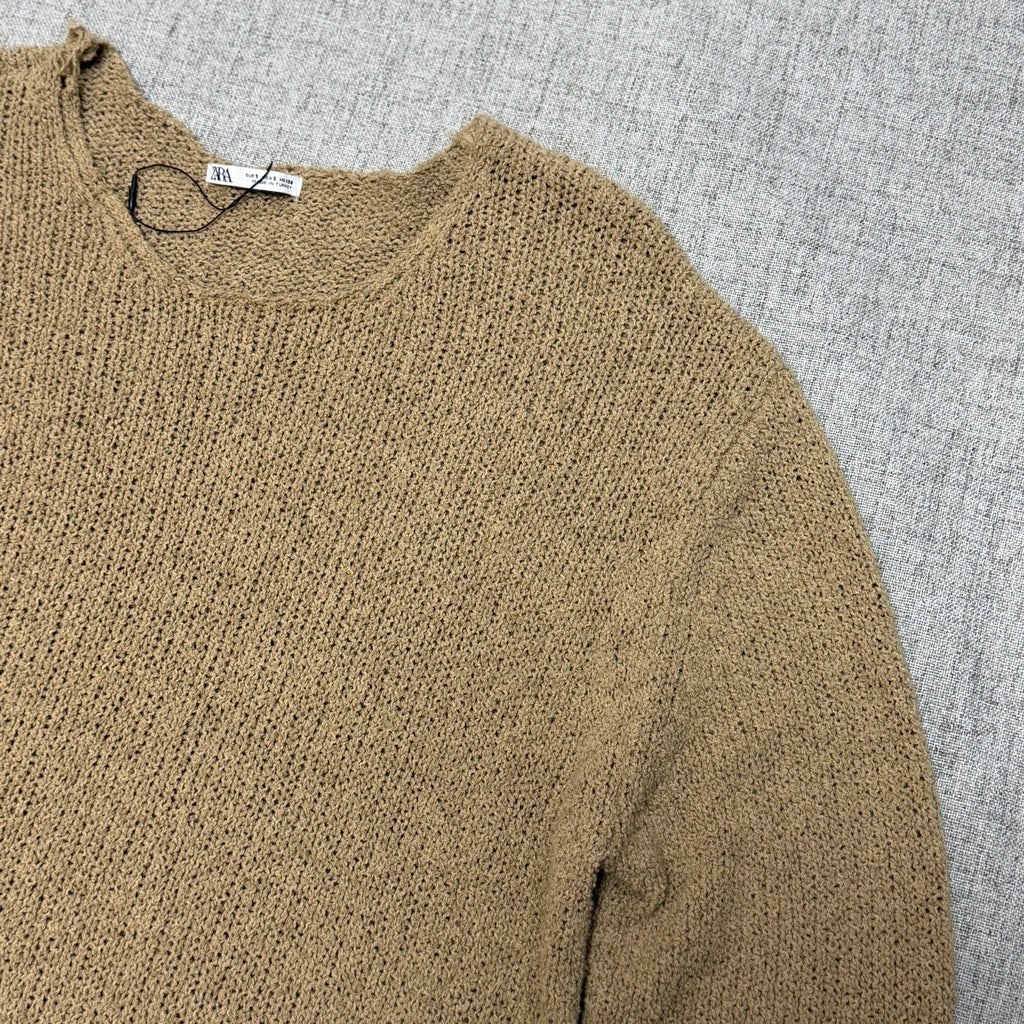 Brown Textured Knit Sweater – Minimal Essential