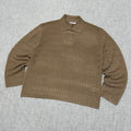 Brown Textured Knit Polo – Long Sleeve Minimal Luxury