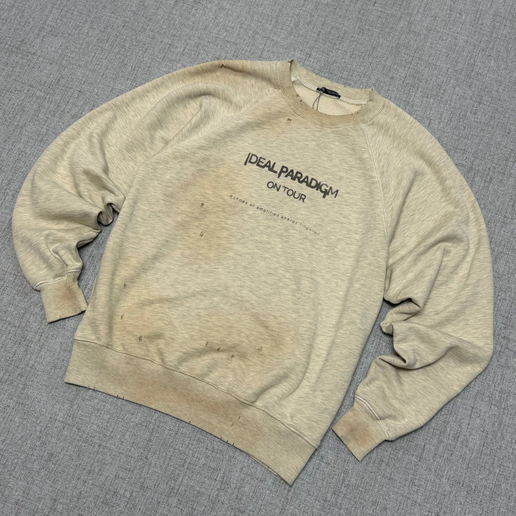 Vintage Washed Graphic Sweatshirt – Distressed Beige Crewneck