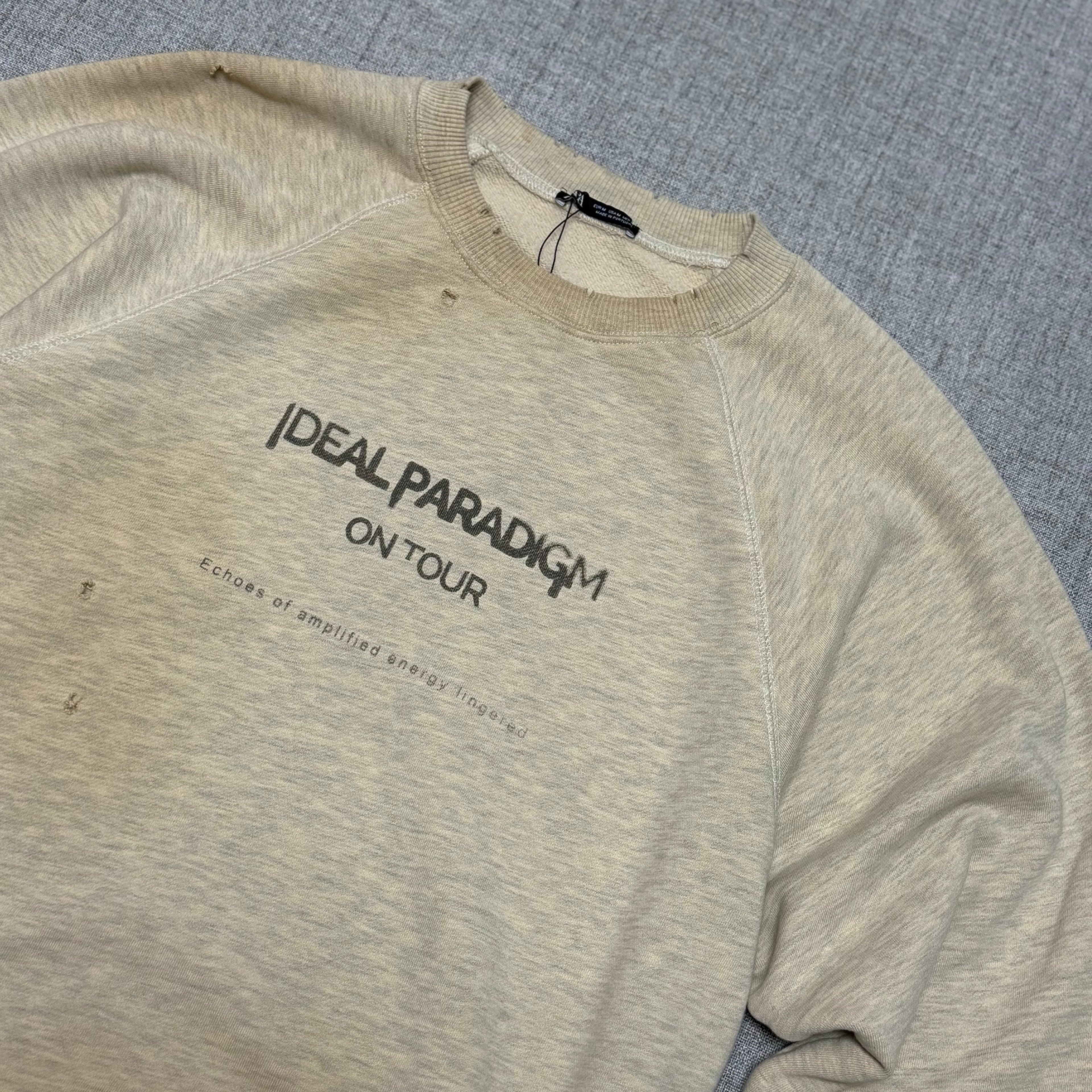 Vintage Washed Graphic Sweatshirt – Distressed Beige Crewneck