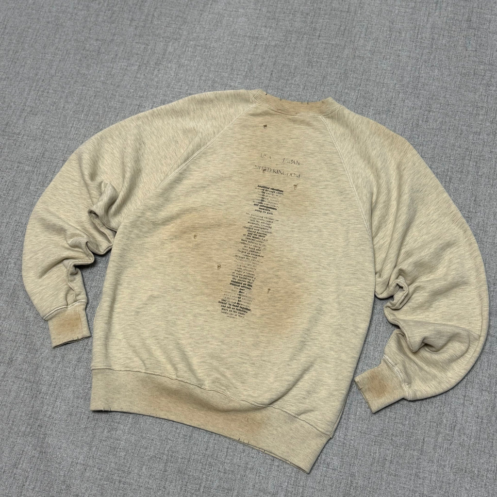 Vintage Washed Graphic Sweatshirt – Distressed Beige Crewneck