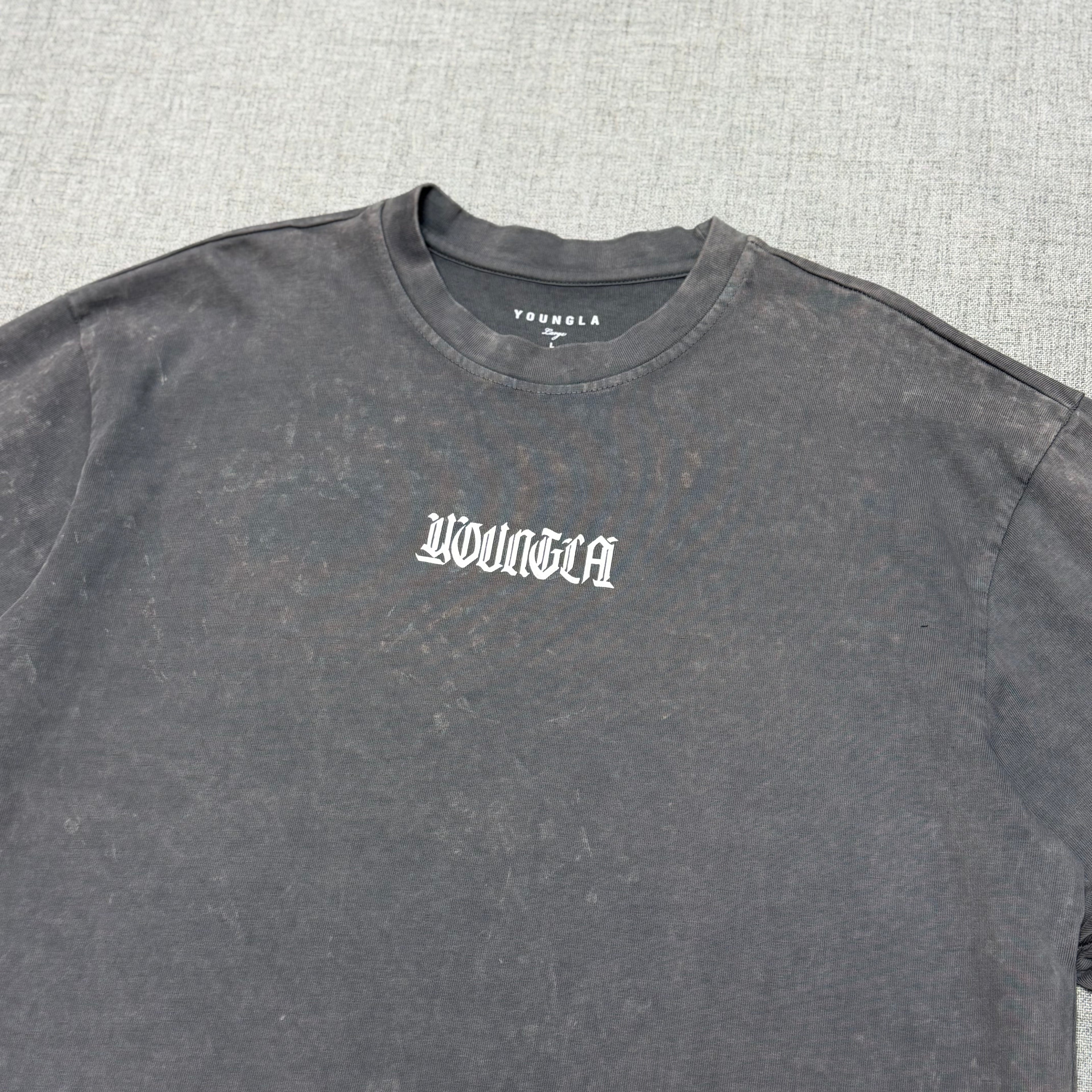 Washed Charcoal Graphic Long Sleeve T-Shirt – Vintage Streetwear Fit
