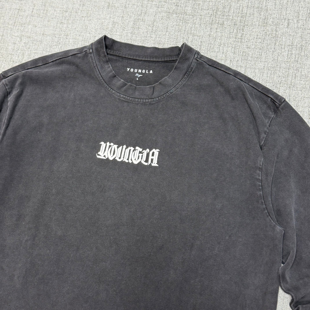 Washed Black Graphic Long Sleeve T-Shirt – Streetwear Fit