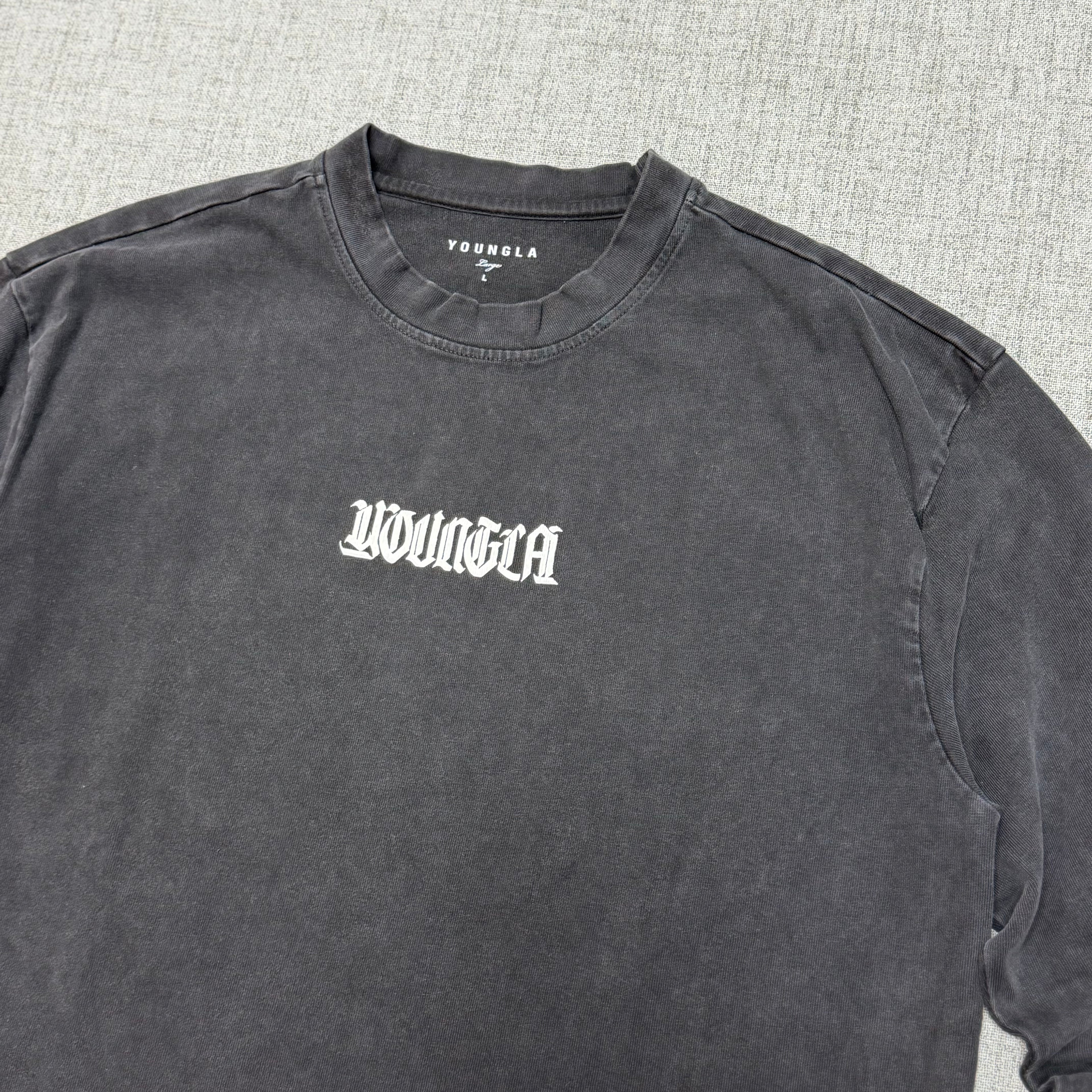 Washed Black Graphic Long Sleeve T-Shirt – Streetwear Fit