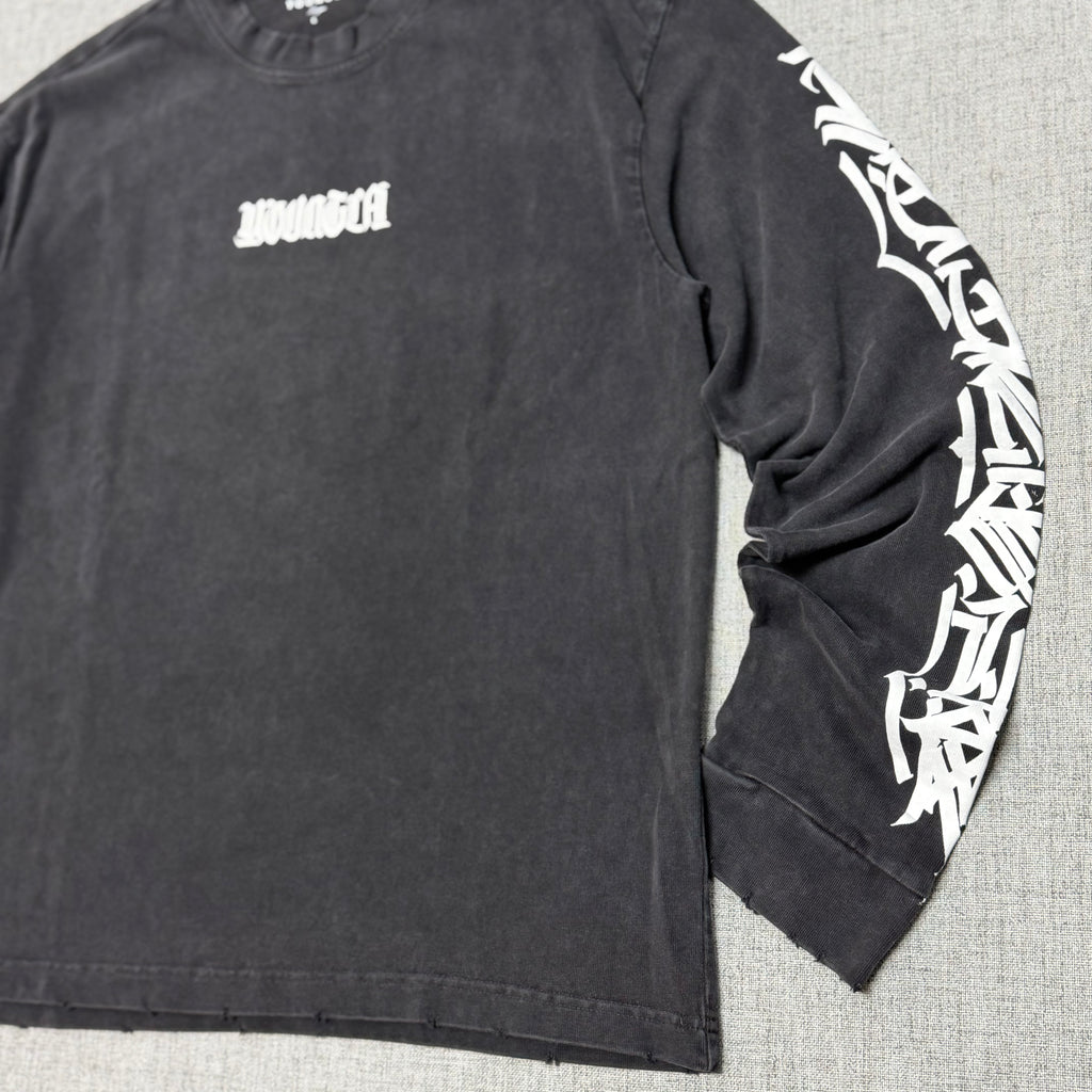 Washed Black Graphic Long Sleeve T-Shirt – Streetwear Fit