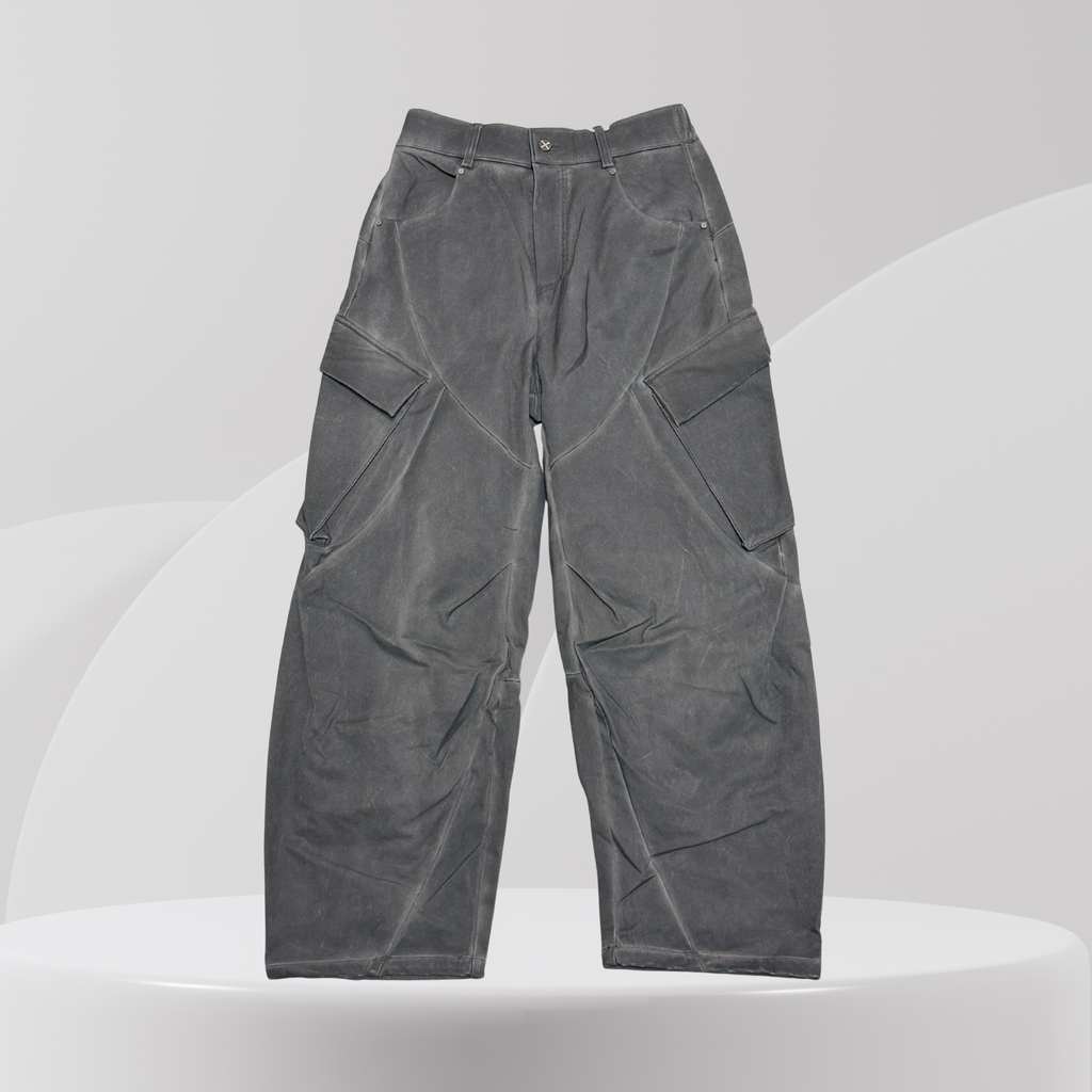 Utility Panel Cargo Pants - Washed Black Grey￼