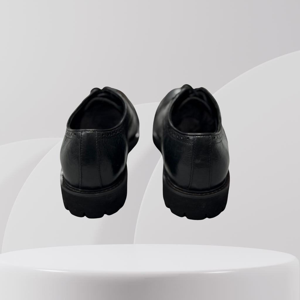 Garage Premium Black Leather Brogue Oxford Shoes